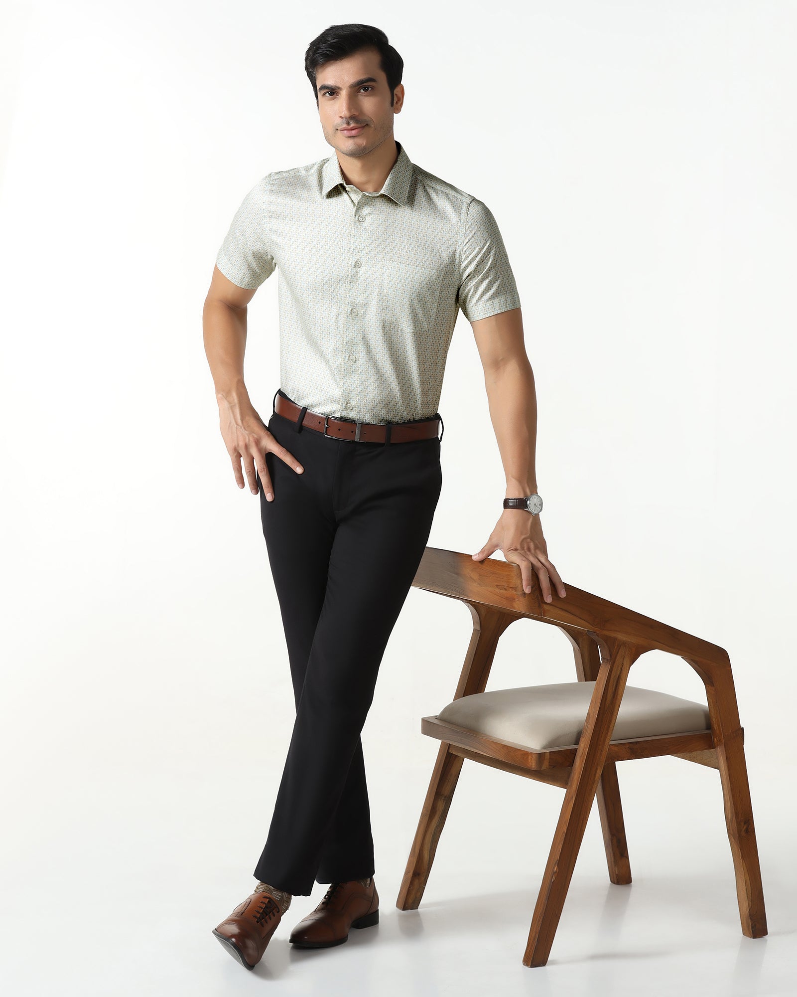 Yellow Half Sleeve Printed Shirt - Nicole