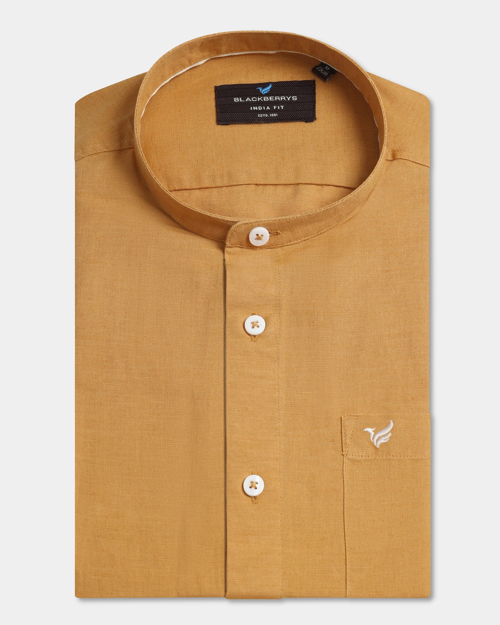 Yellow Linen Solid Shirt - Salmon