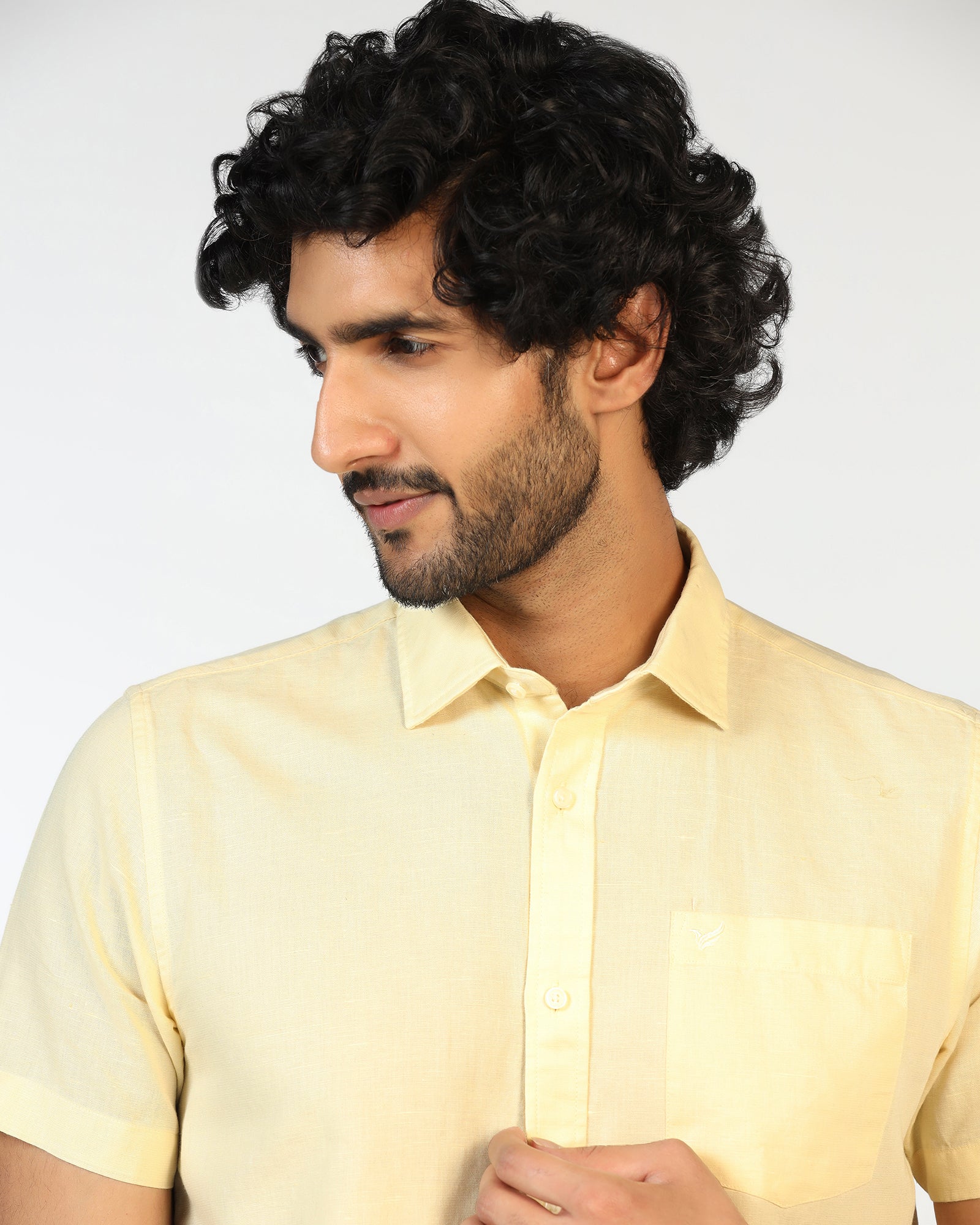 Yellow Half Sleeve Solid Shirt - Axar