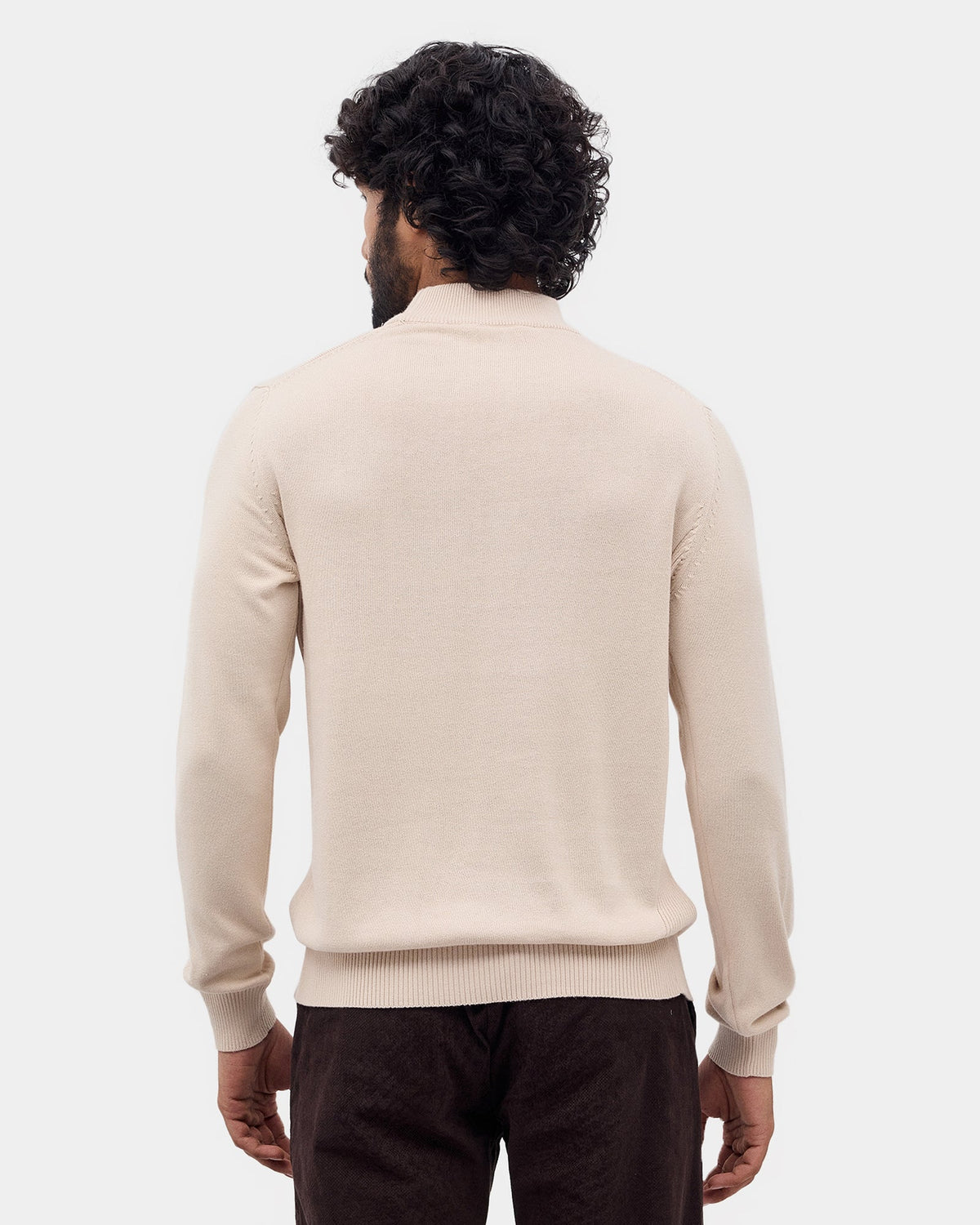 Almond Beige Solid Sweater - Poppy