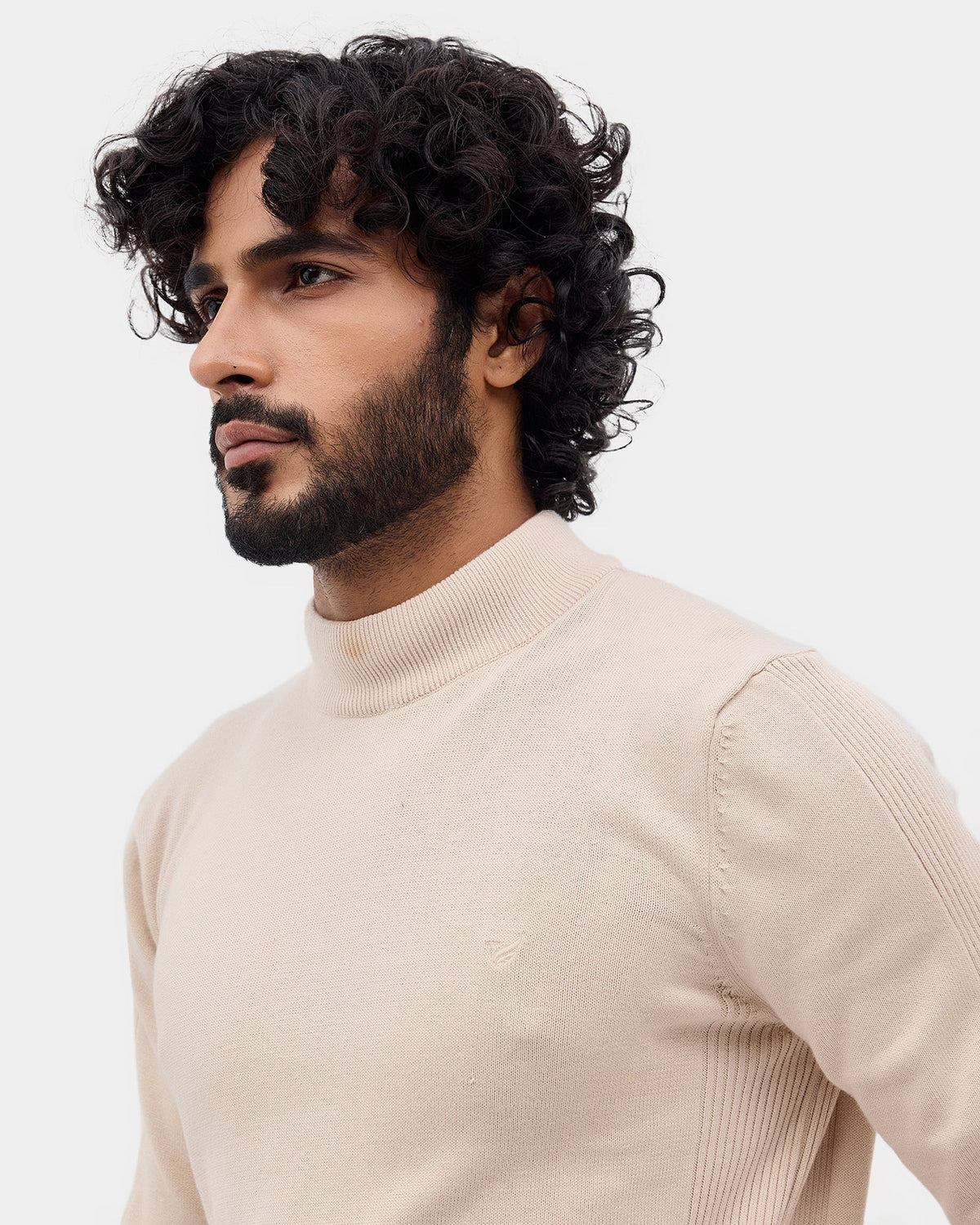 Almond Beige Solid Sweater - Poppy