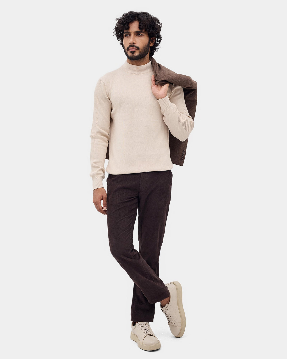 Almond Beige Solid Sweater - Poppy