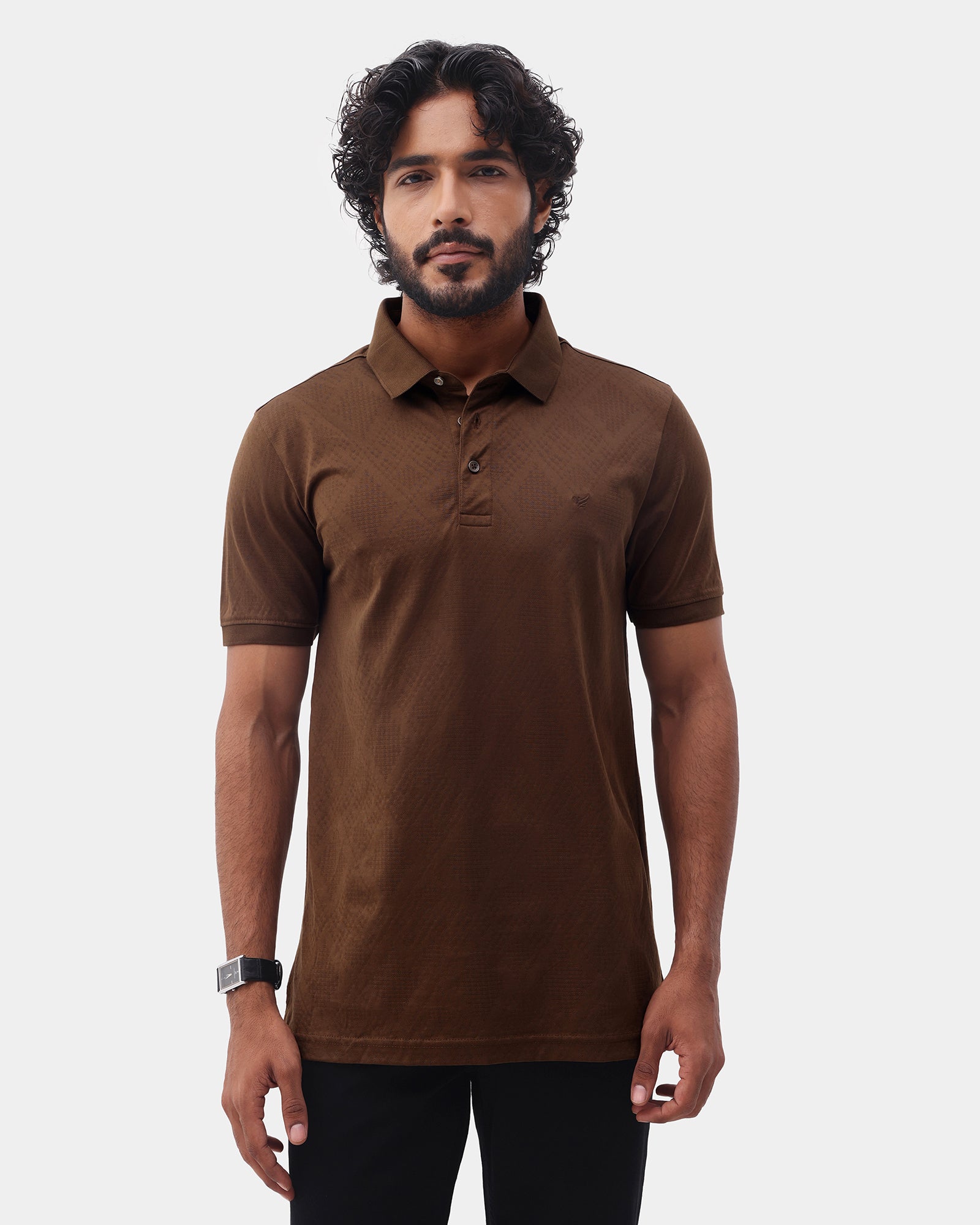 Bear Brown Textured Polo - Min Jun