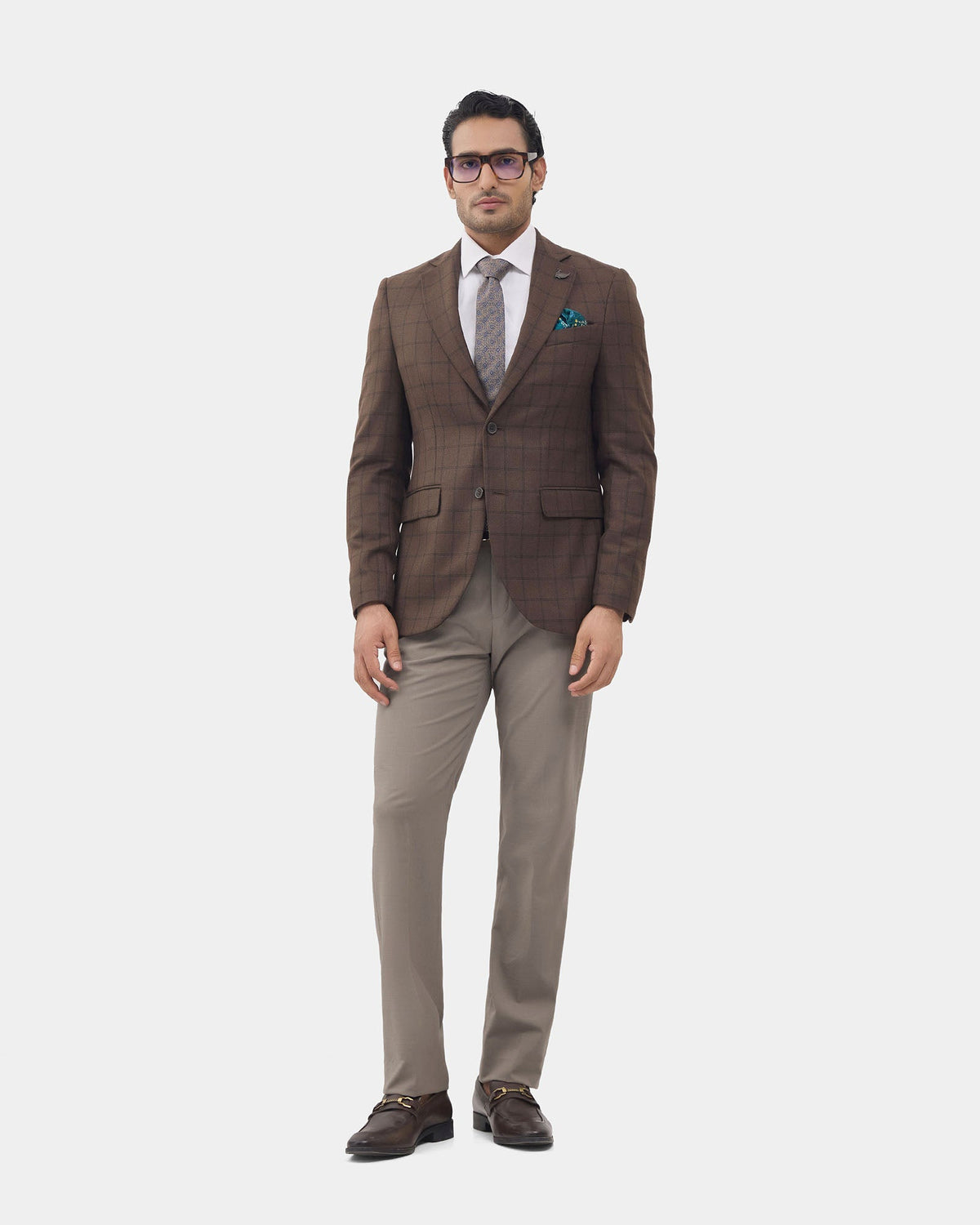Beige Check Trouser - Fossil