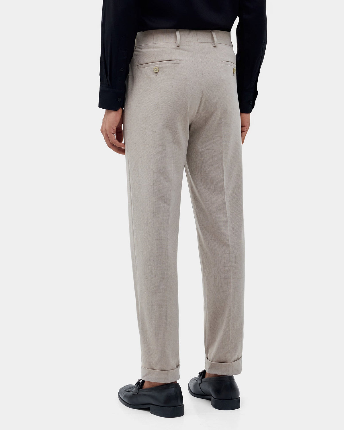 Beige Check Trouser - Texter