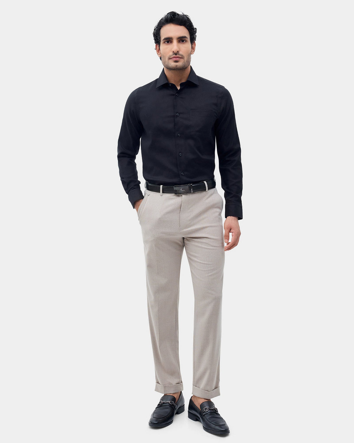 Beige Check Trouser - Texter