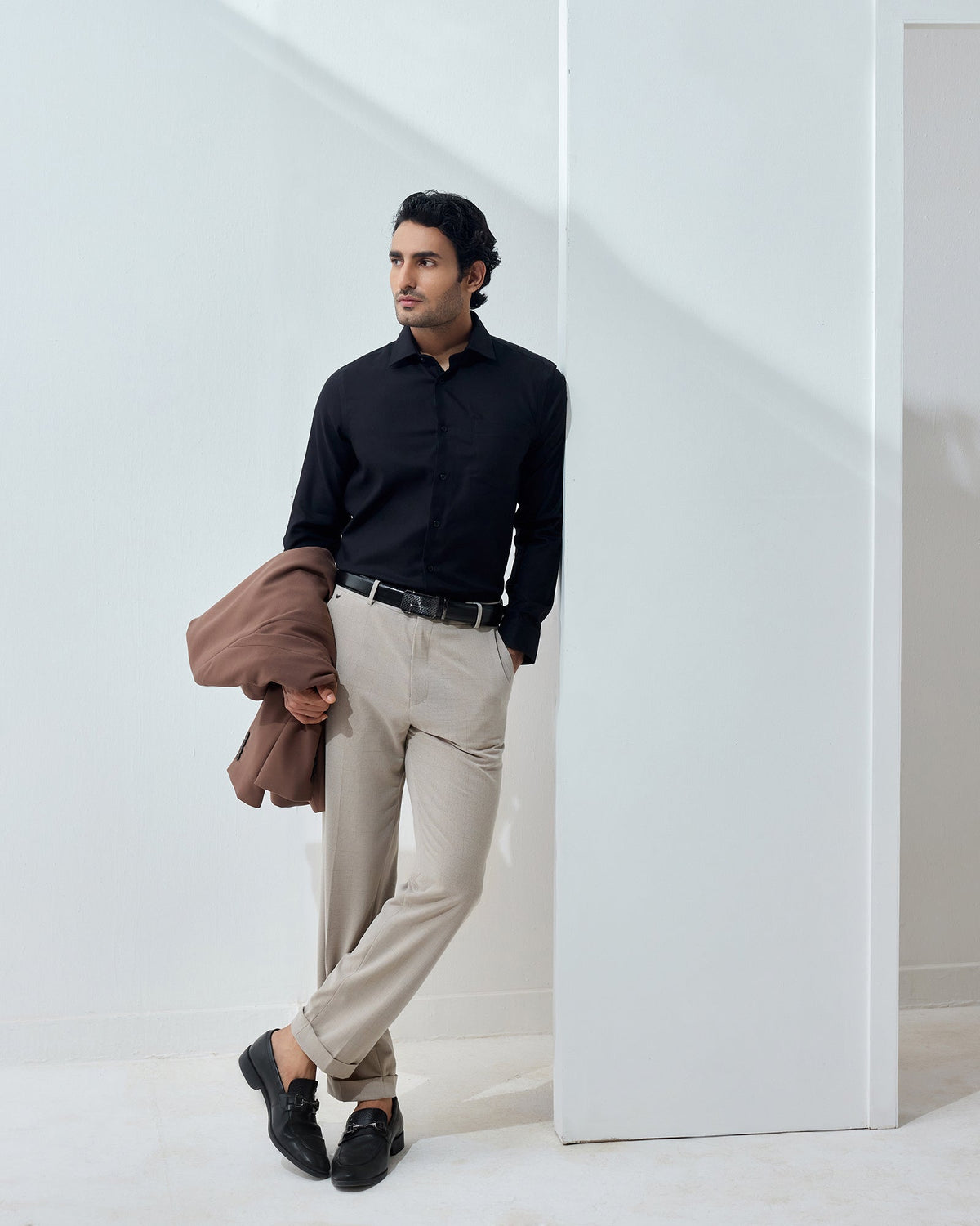 Beige Check Trouser - Texter
