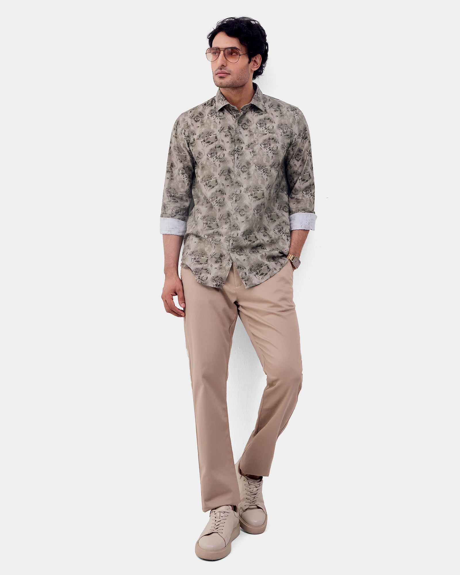 Beige Textured Khakis - Langstang