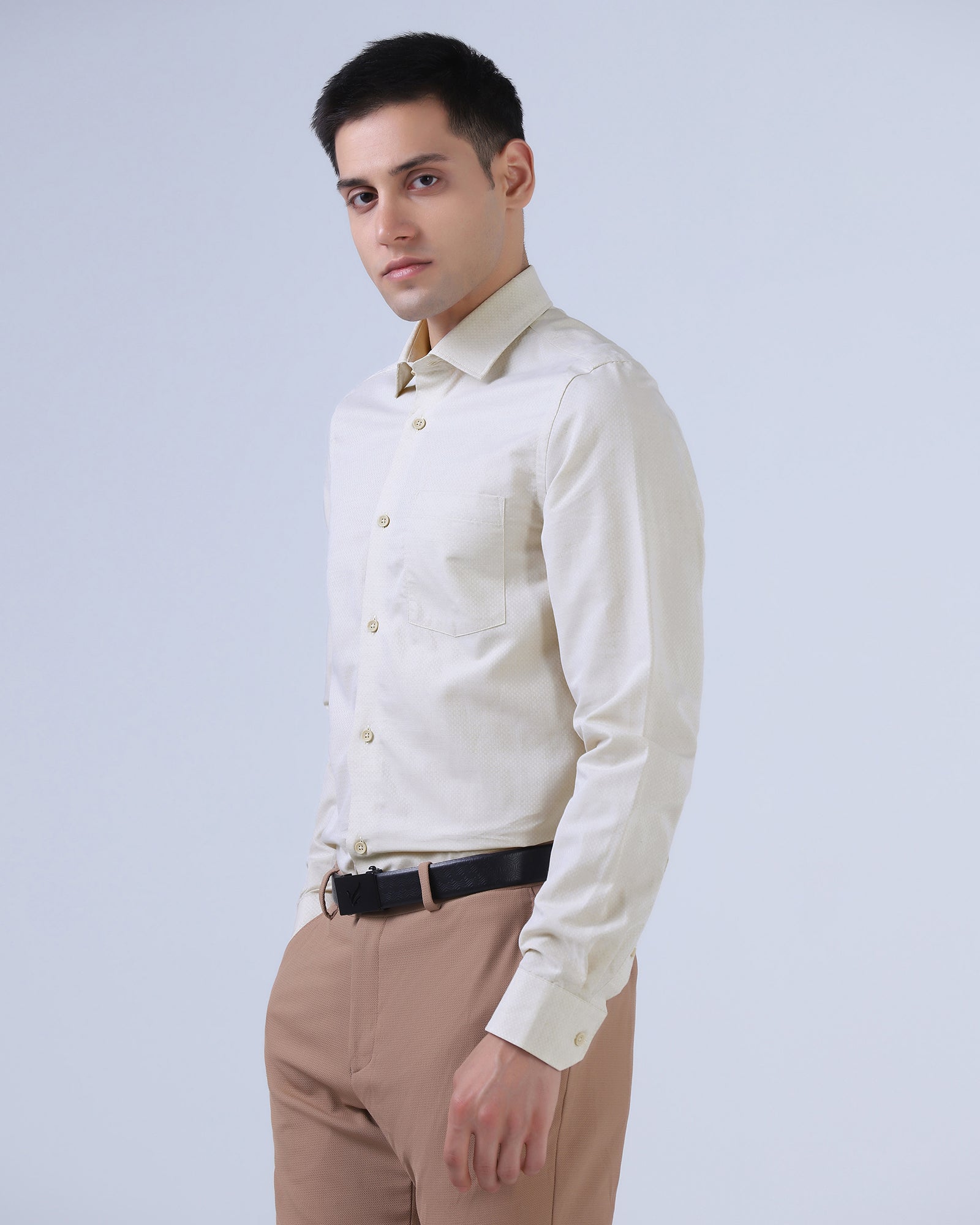 Beige Linen Textured Shirt - Kross