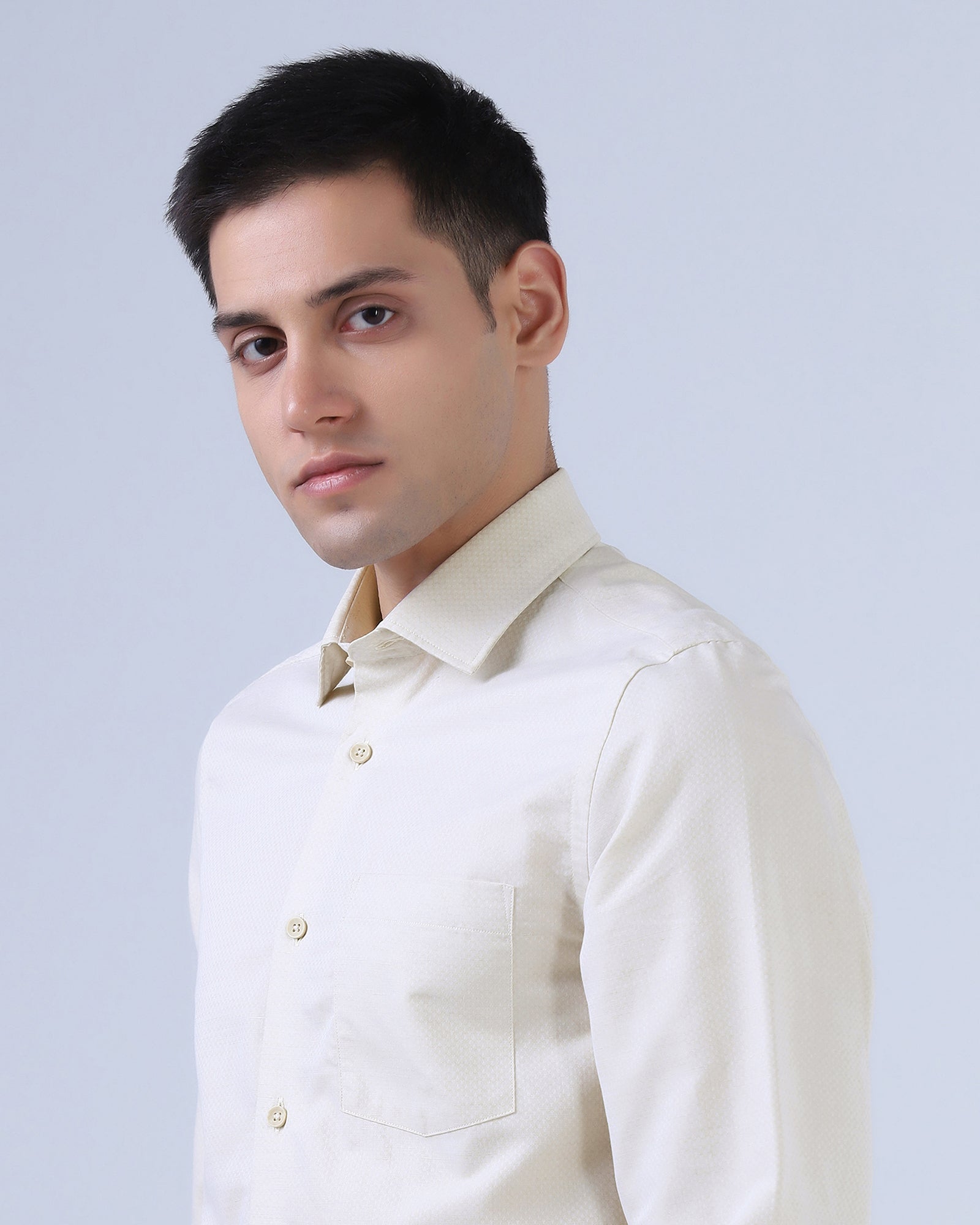 Beige Linen Textured Shirt - Kross
