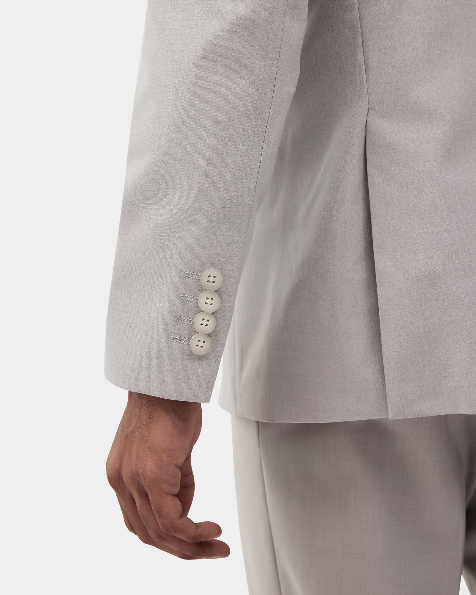 Beige Two Piece Solid Suit - Overon