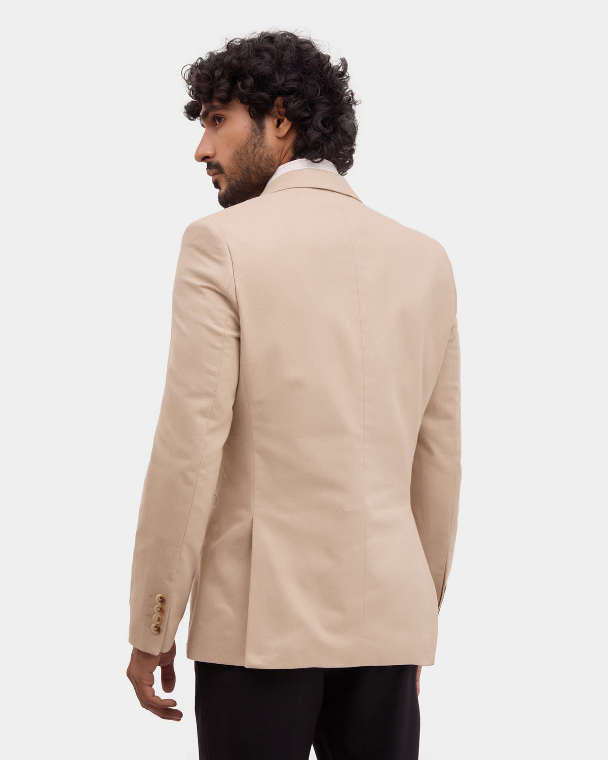 Beige Solid Blazer - Jaize