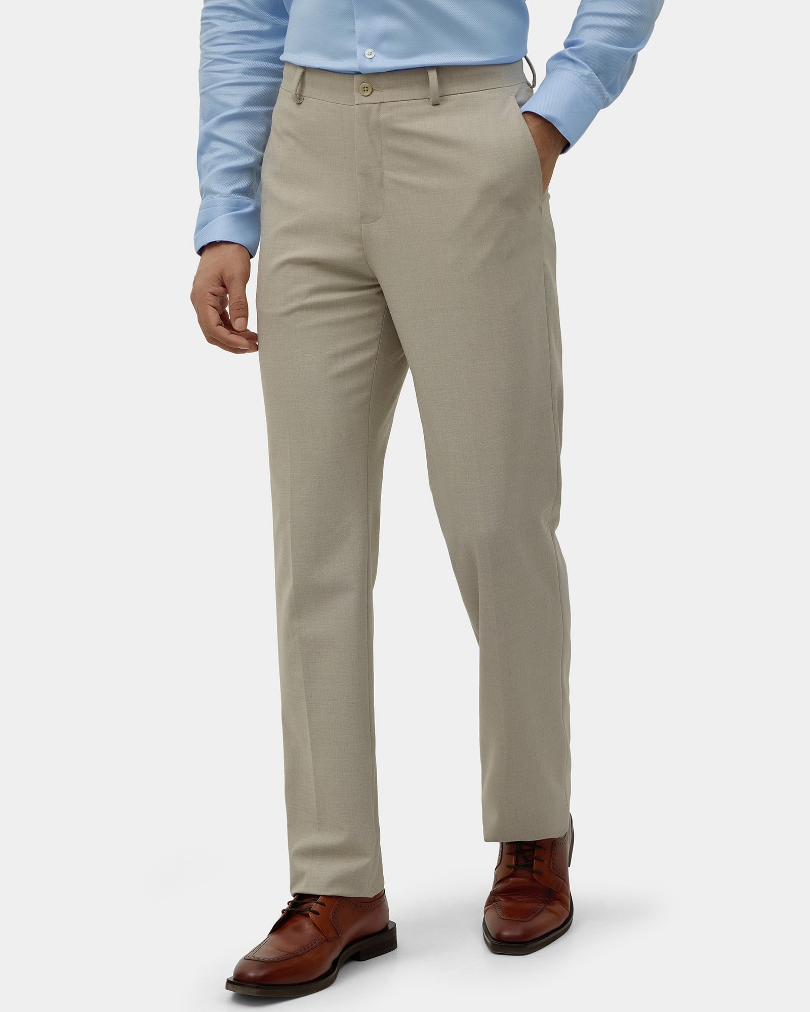 Beige Solid Trouser - Donny