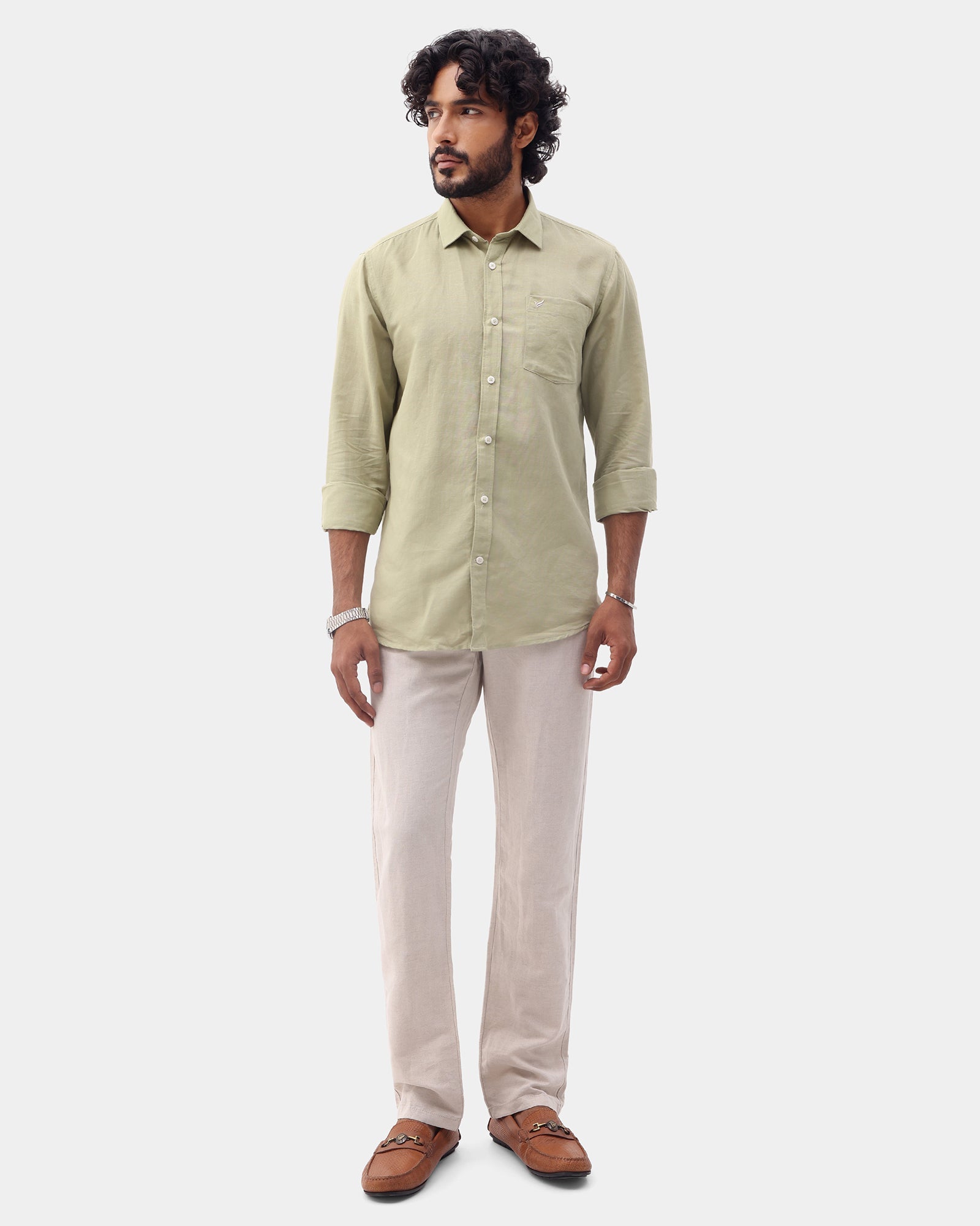Must Haves Beige Solid Khakis - Kinsley