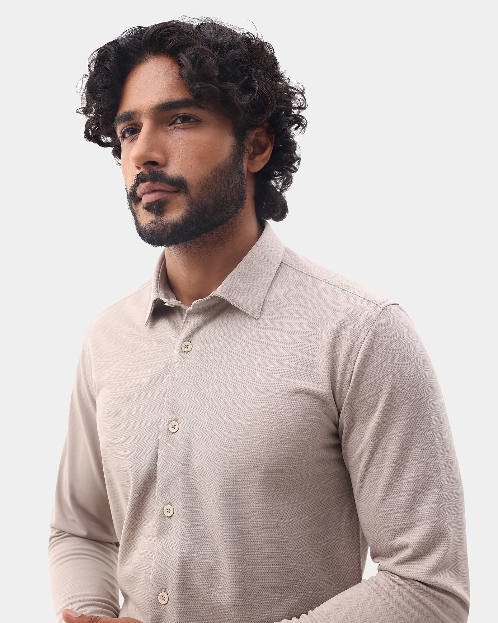 Beige TechPro Stripe Shirt - Keish