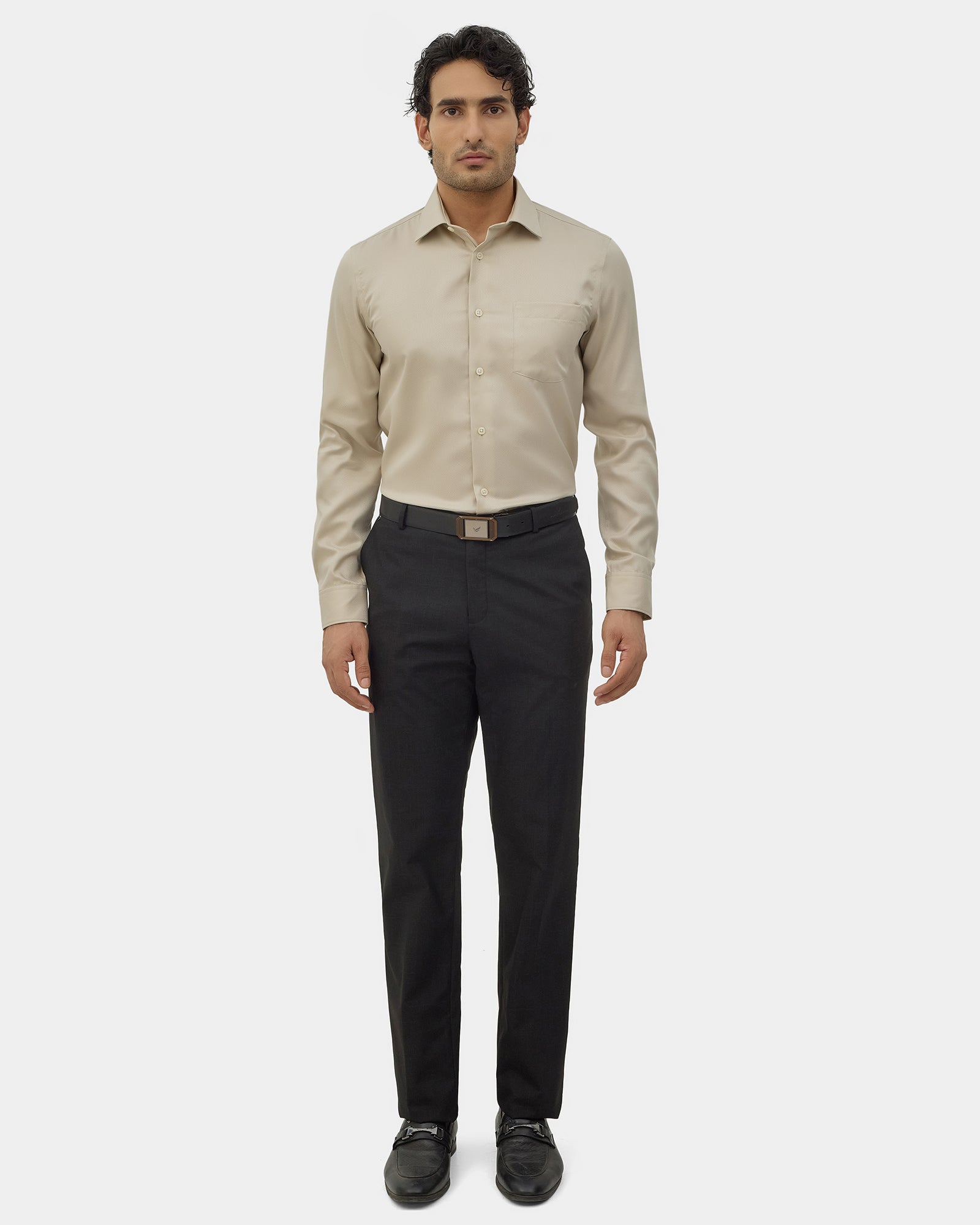 Beige Unwrinkle Textured Shirt - P31