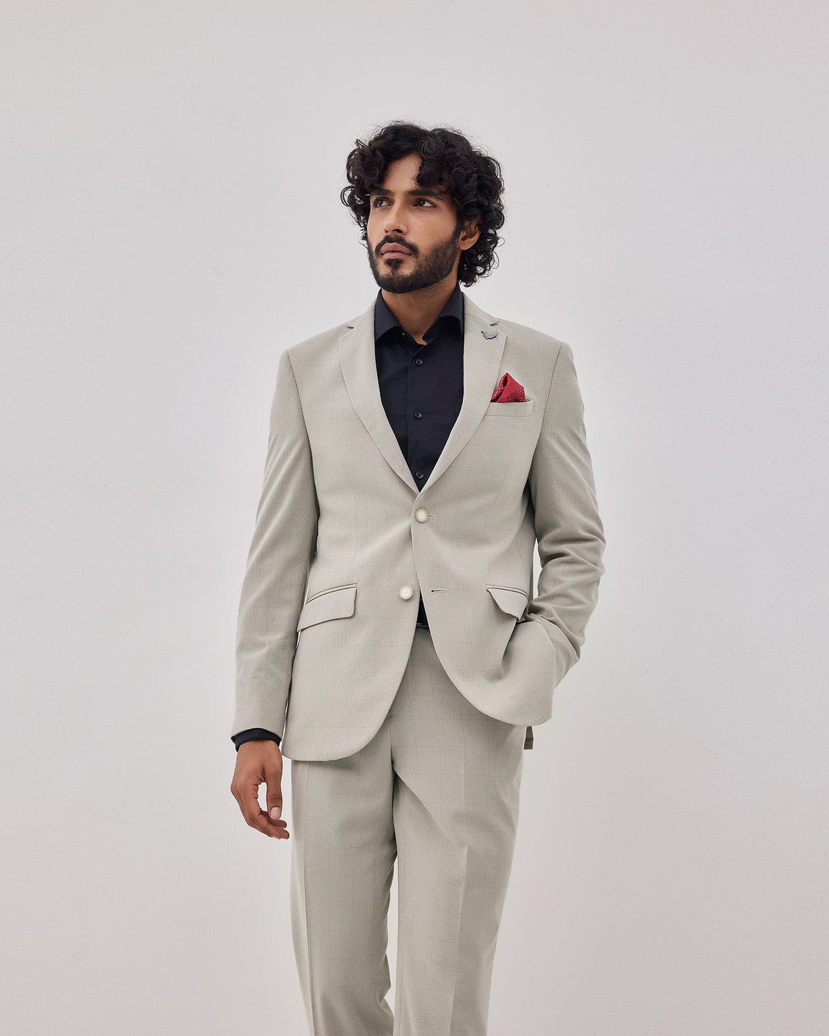 Beige Two Piece Check Suit - Zexter