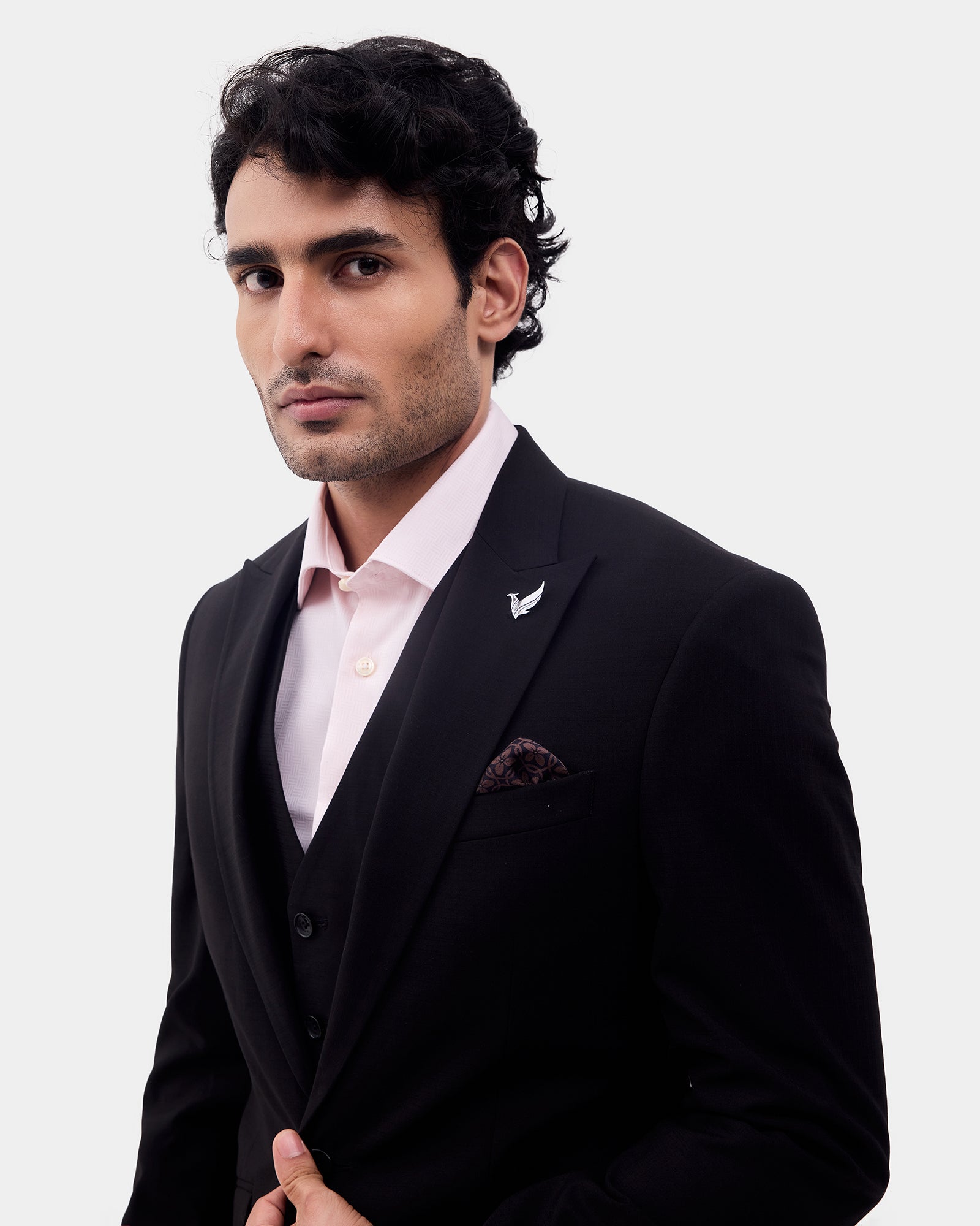 Black Three Piece Check Suit - Rebel