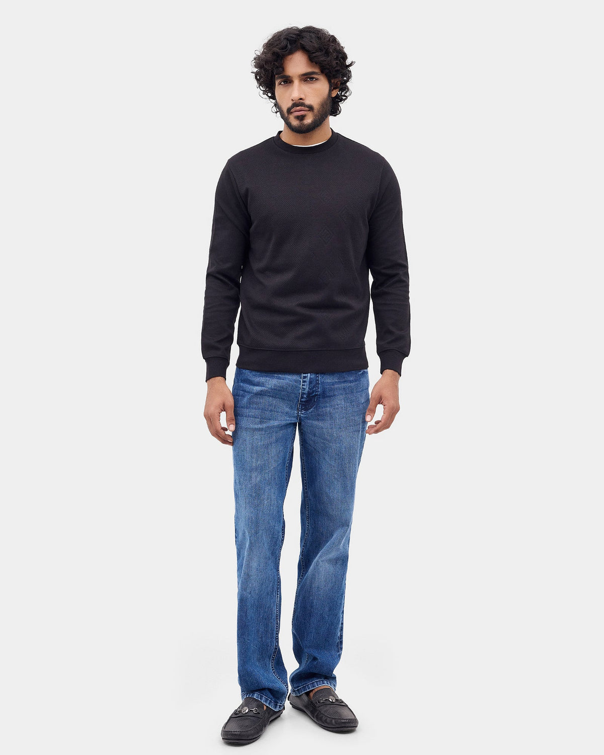 Black Textured Sweatshirt - Shopy