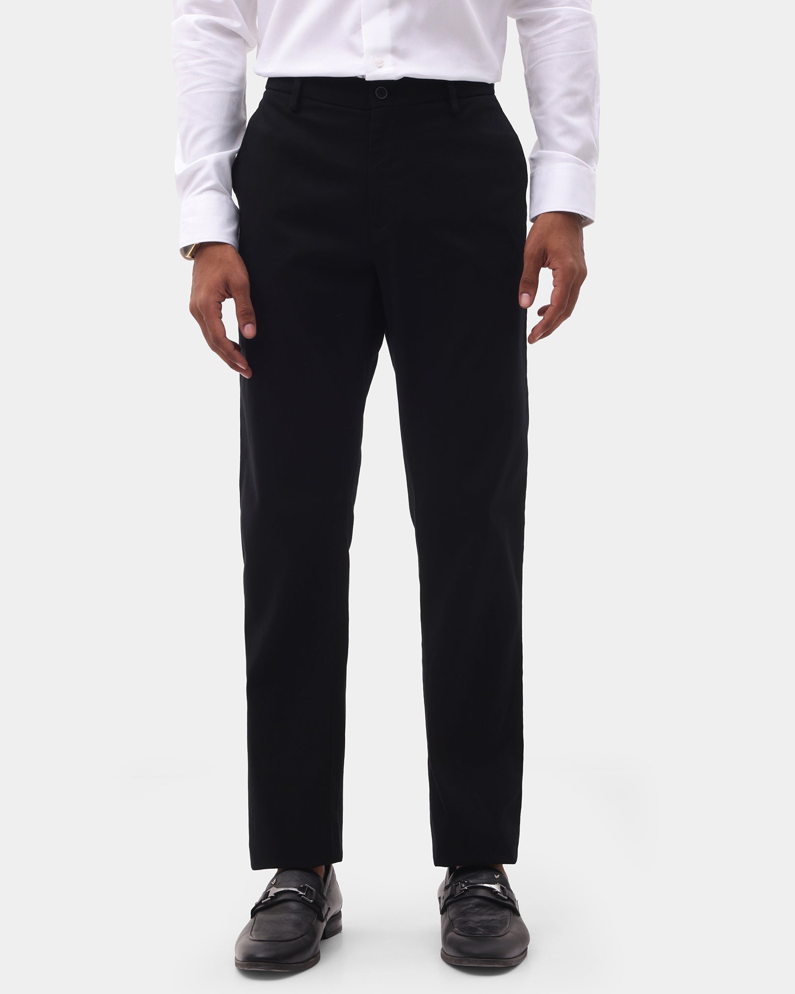 Must Haves Black Textured Khakis - Kiler