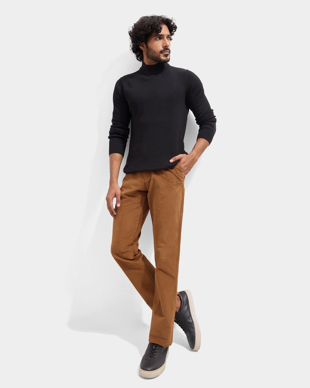 Black High Neck Solid Sweater - Poppy