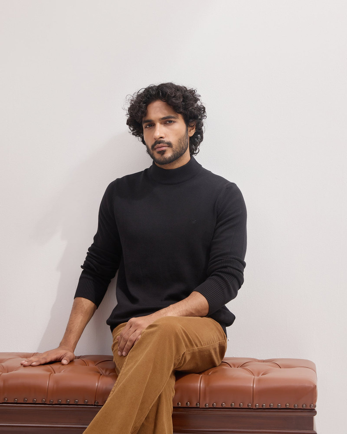 Black High Neck Solid Sweater - Poppy