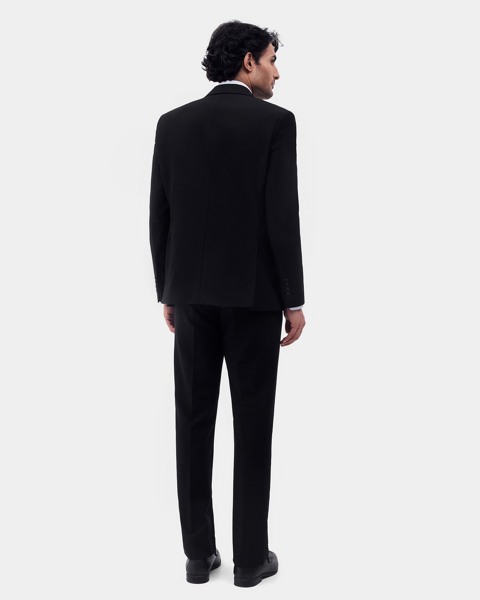 Black Three Piece Solid Suit - Colteo