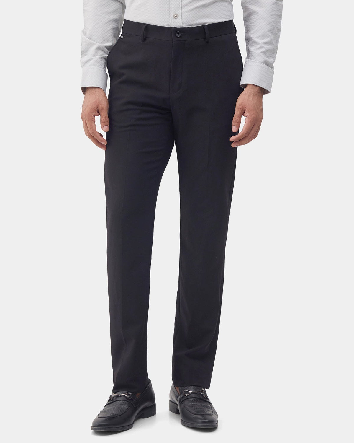 Black Solid Trouser - Claret
