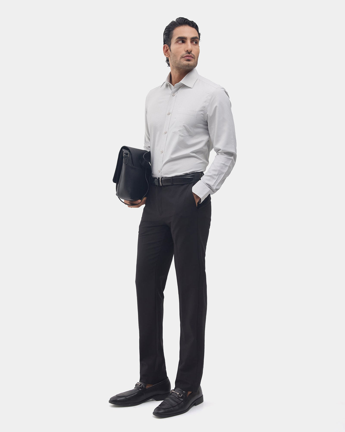 Black Solid Trouser - Claret