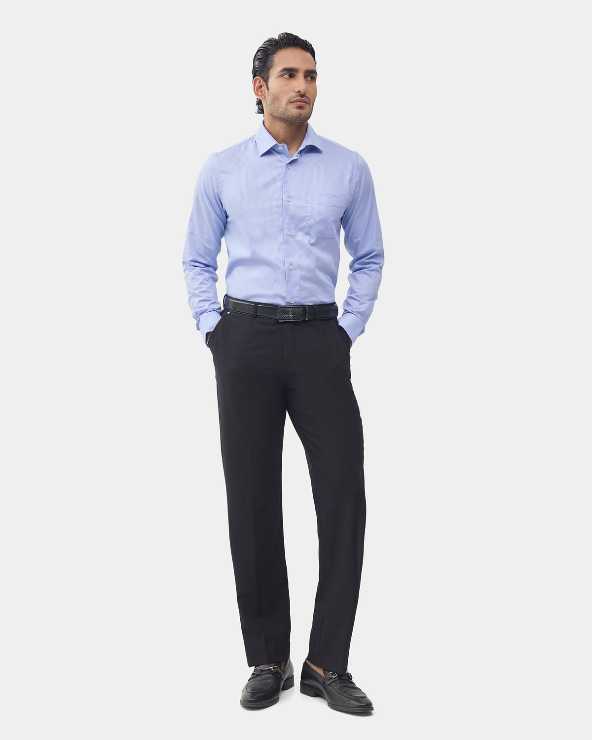 Black Solid Trouser - Claret