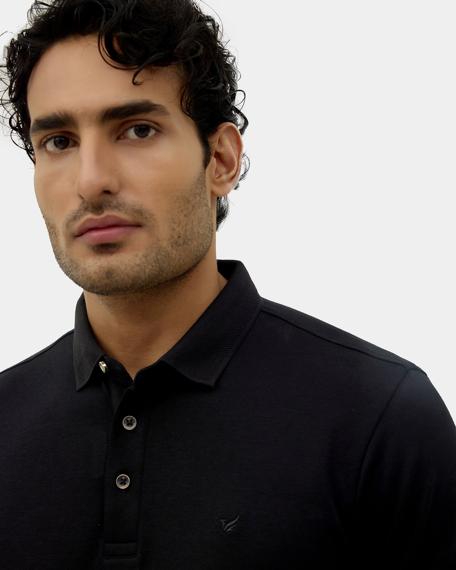 Black Luxe Solid Polo - Toll