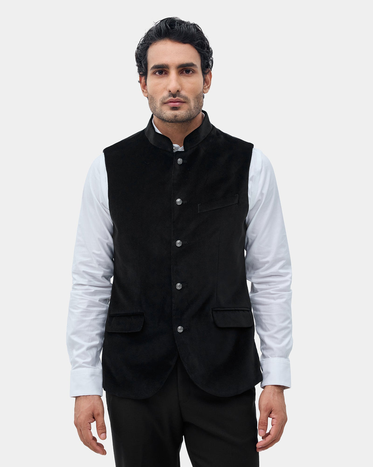 Black Solid Waistcoat - Neveger