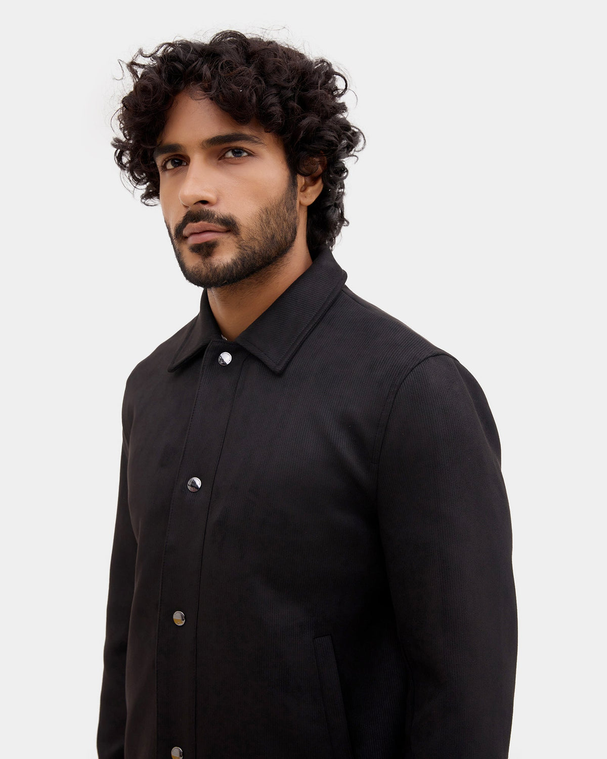 Black Solid Zipper Jacket - Wysher