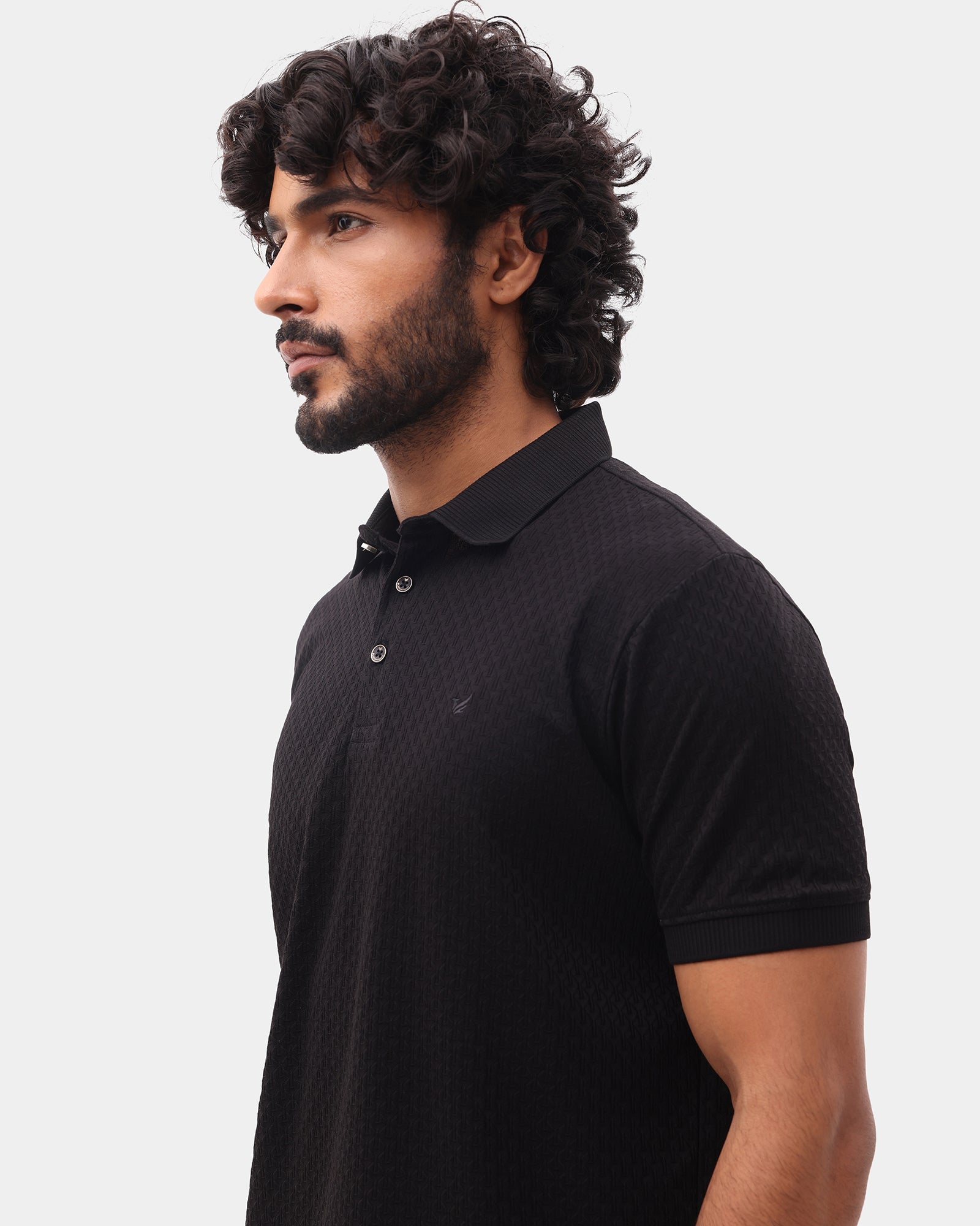 Black Luxe Textured Polo - Delta