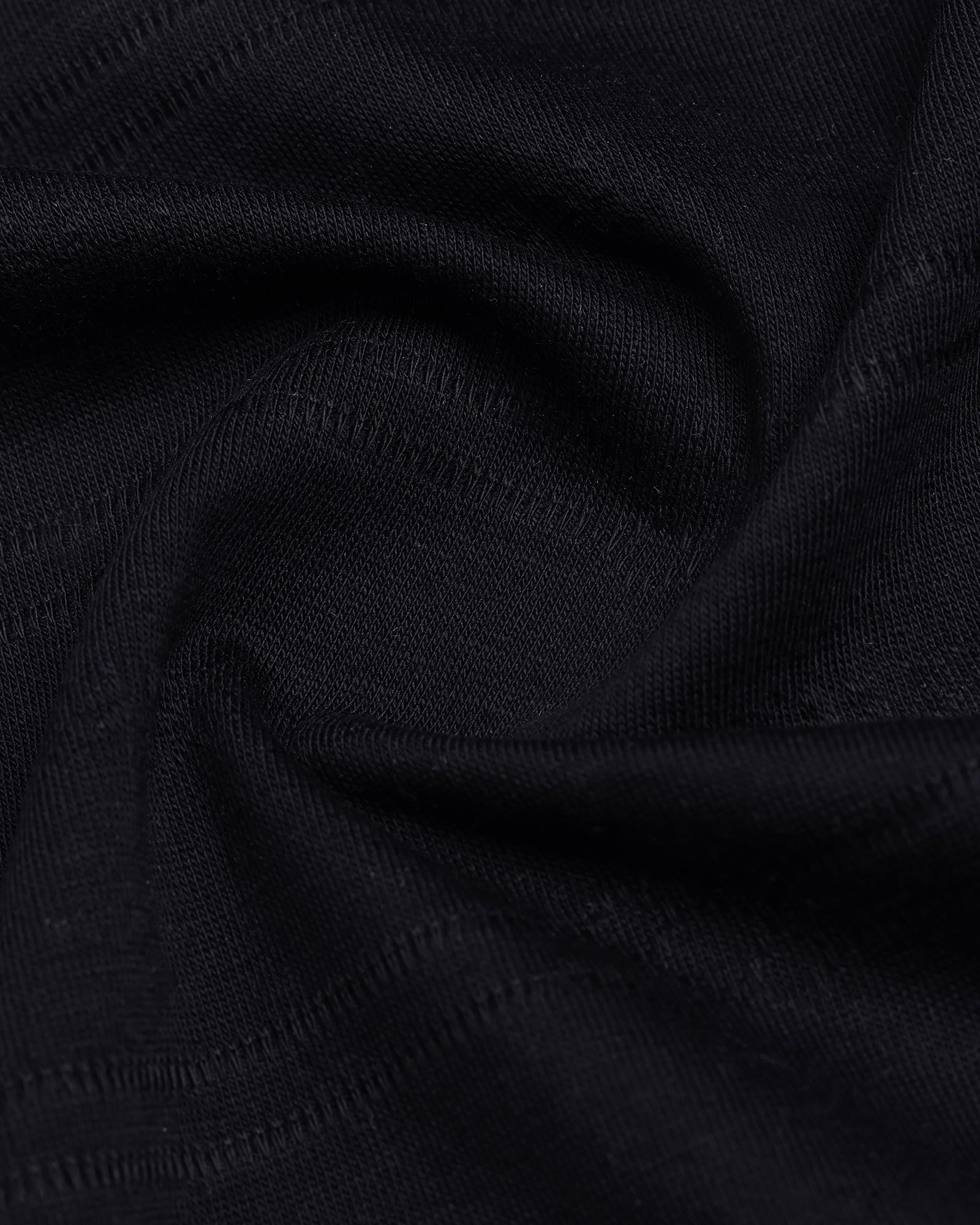 Black Crew Neck Textured T-Shirt - Yukio