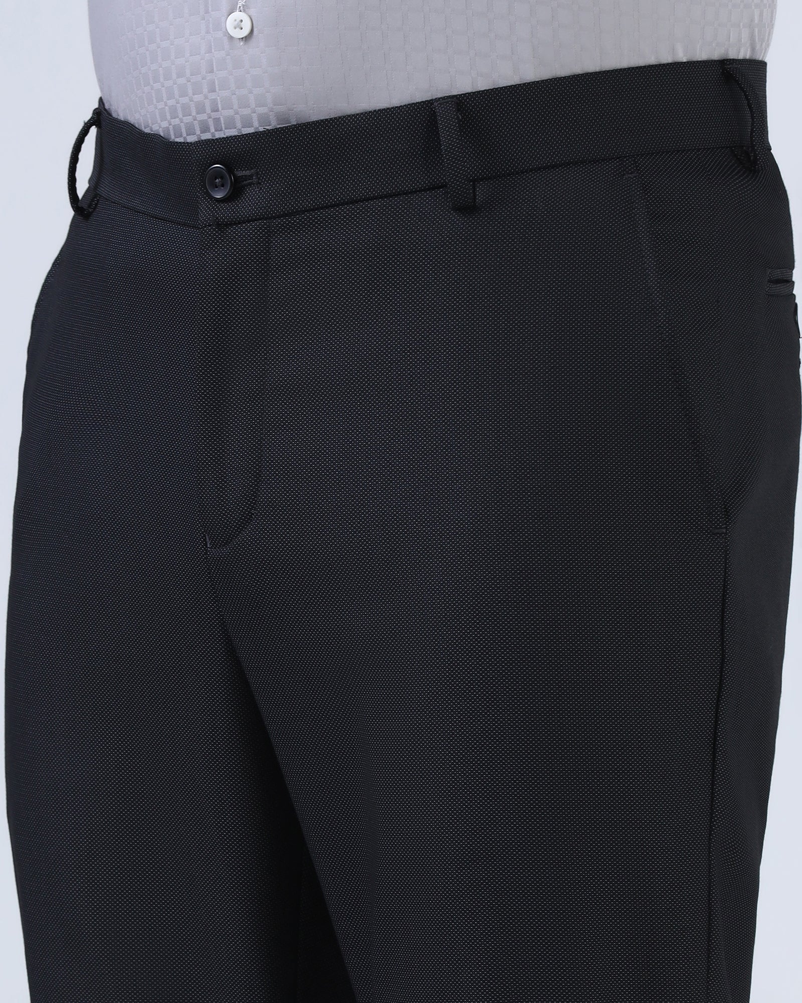 Black Textured Trouser - Alan