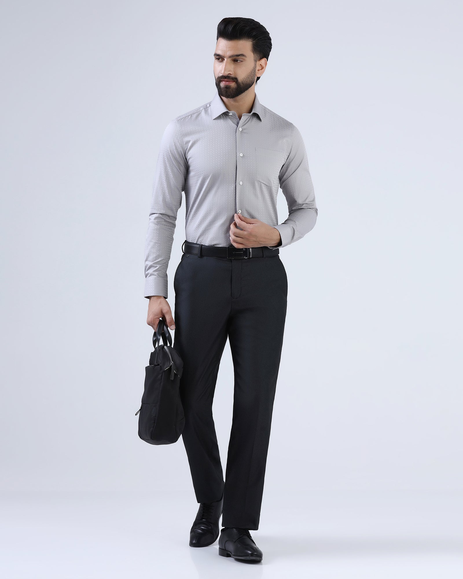 Black Textured Trouser - Alan