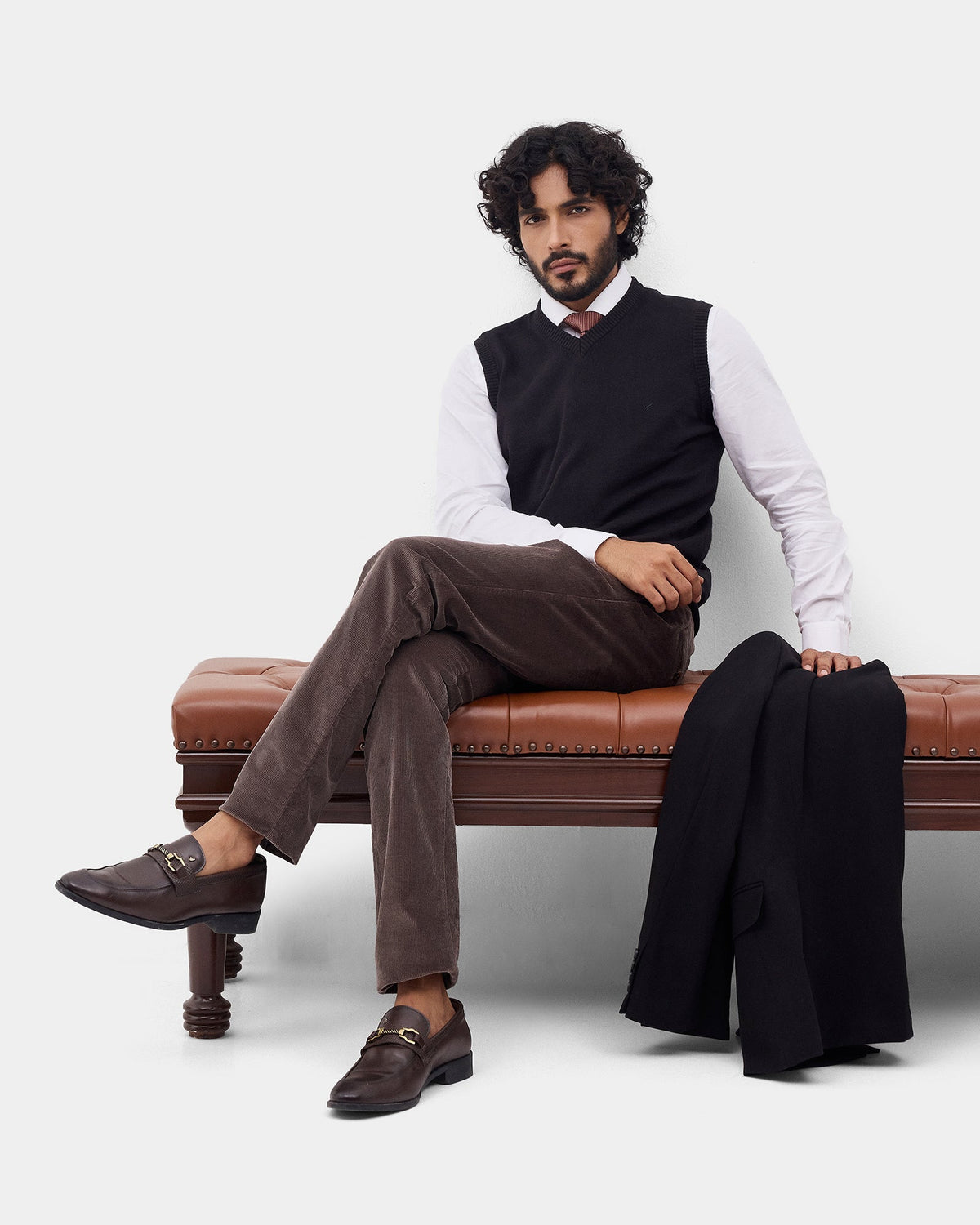 Black Solid Sweater - Less