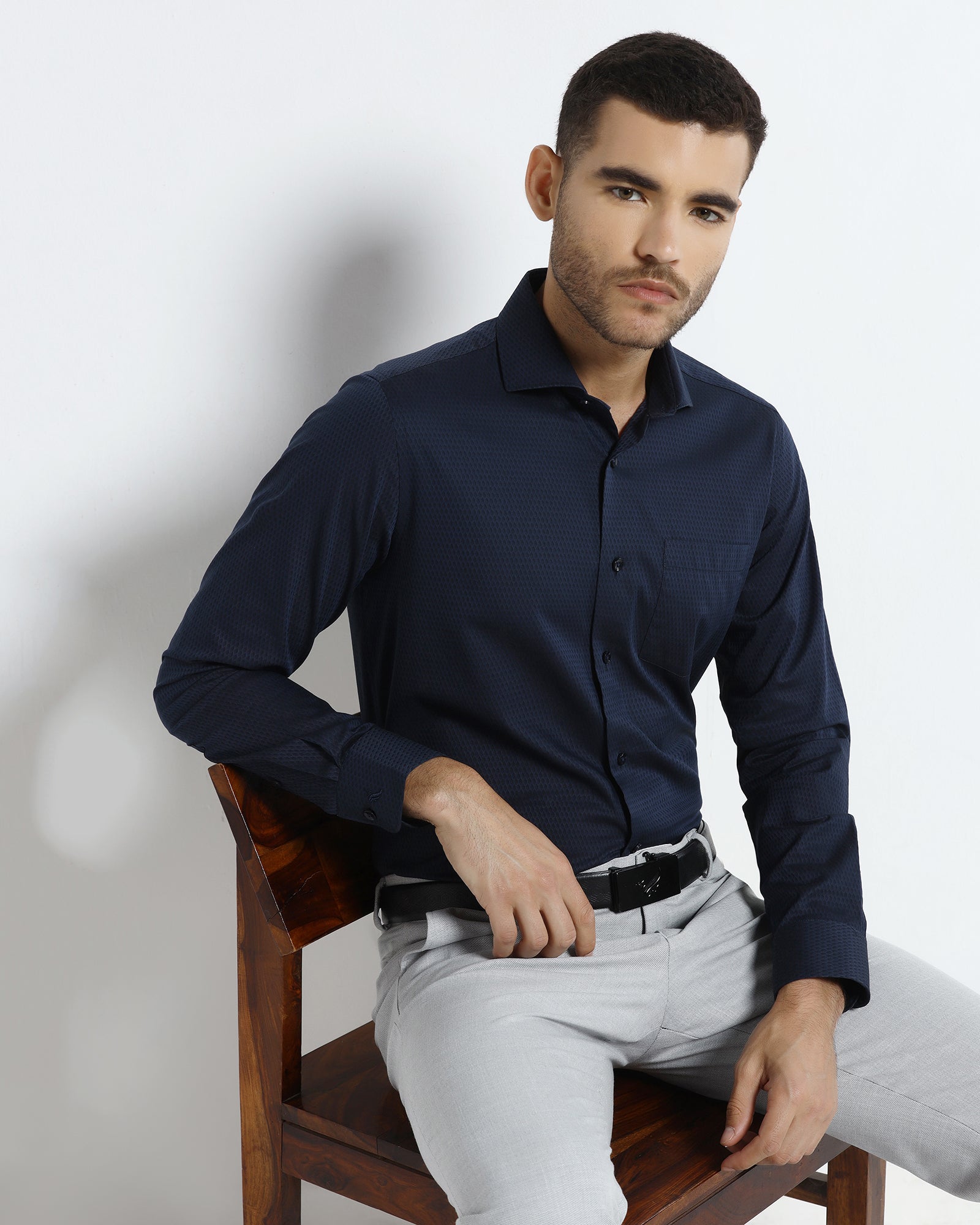 Blue Jacquard Shirt - Pedro