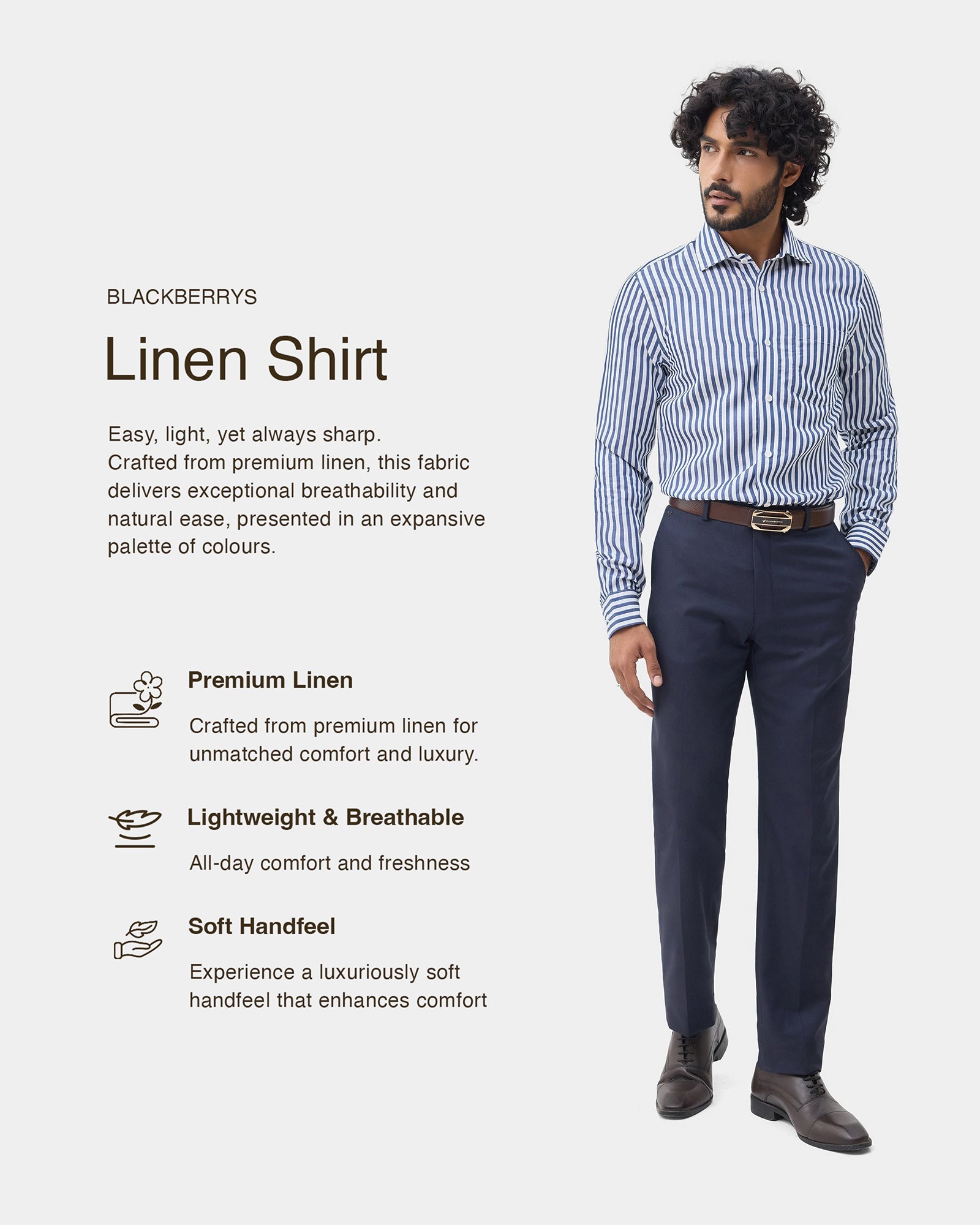 Blue Linen Stripe Shirt - Kylen