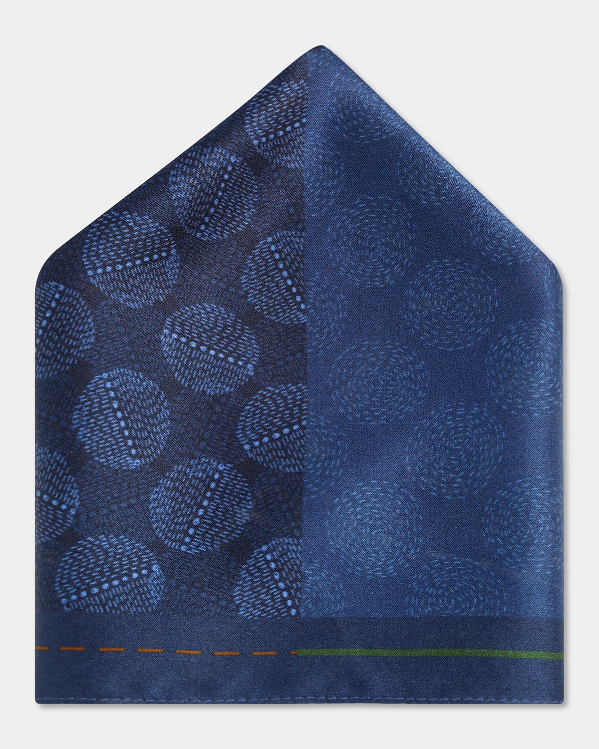 Blue Printed 100% Silk Pocket Square - Bino