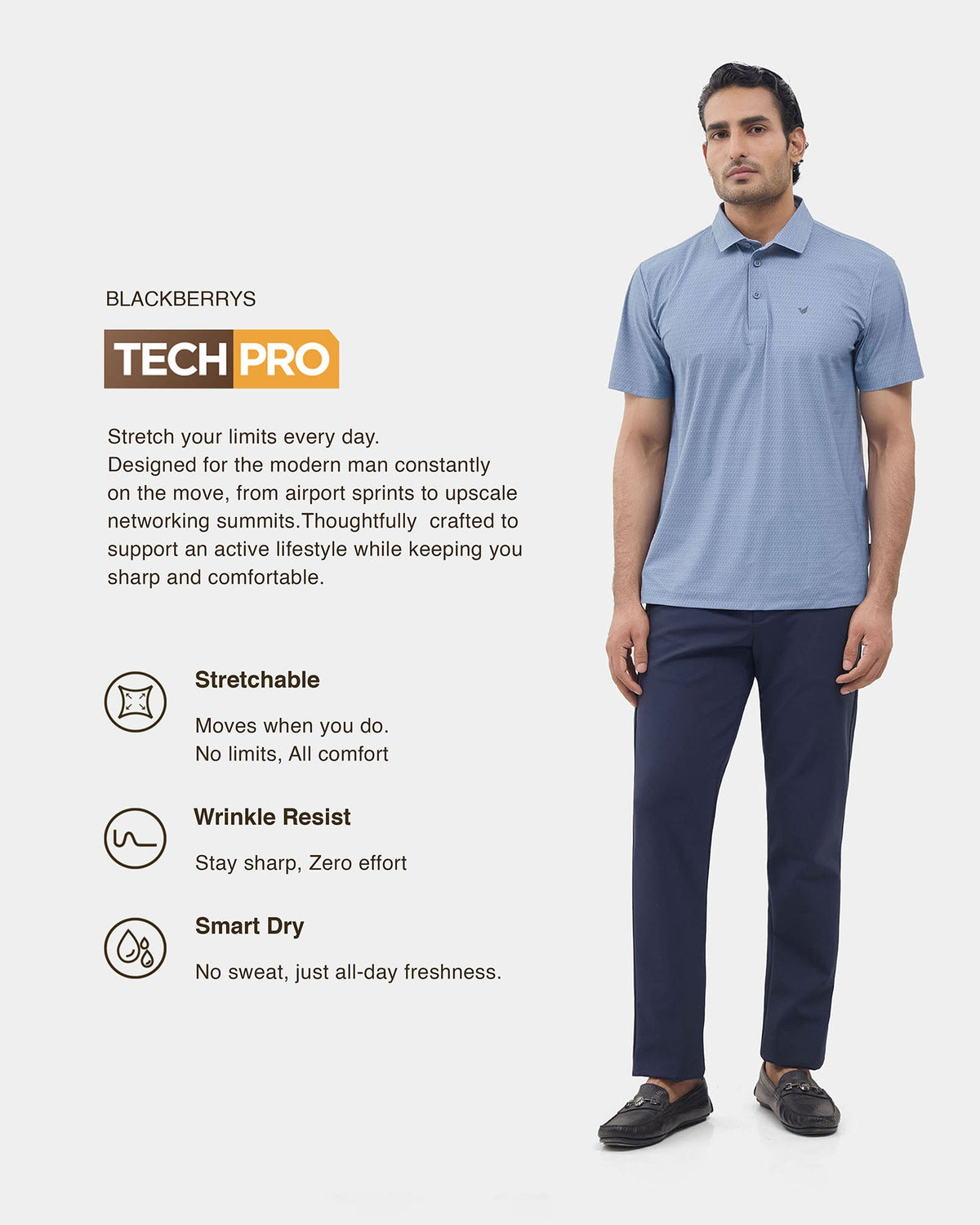 Blue TechPro Printed Polo - Wook