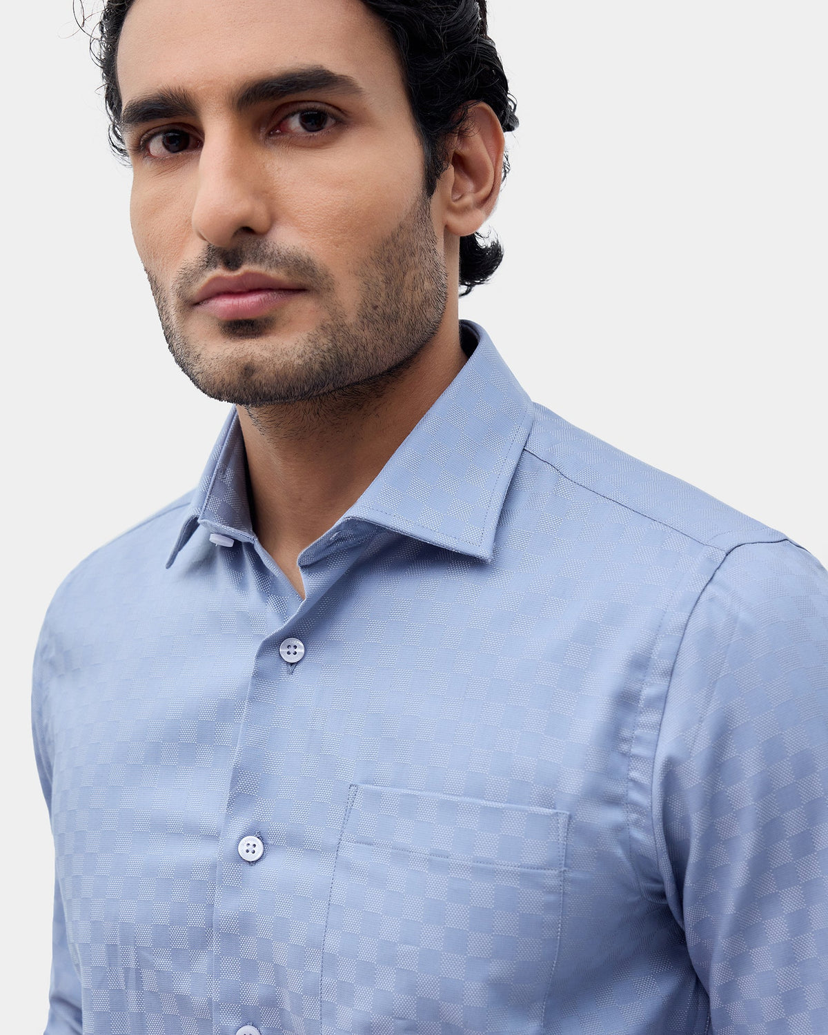 Blue Textured Shirt - Attar