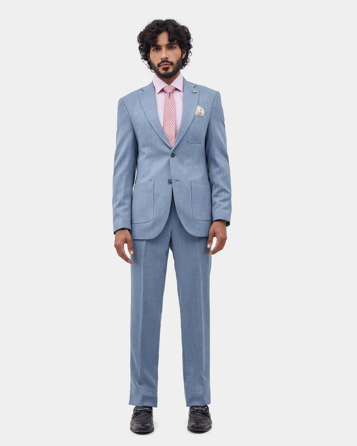 Blue Two Piece Textured Suit - Baxley