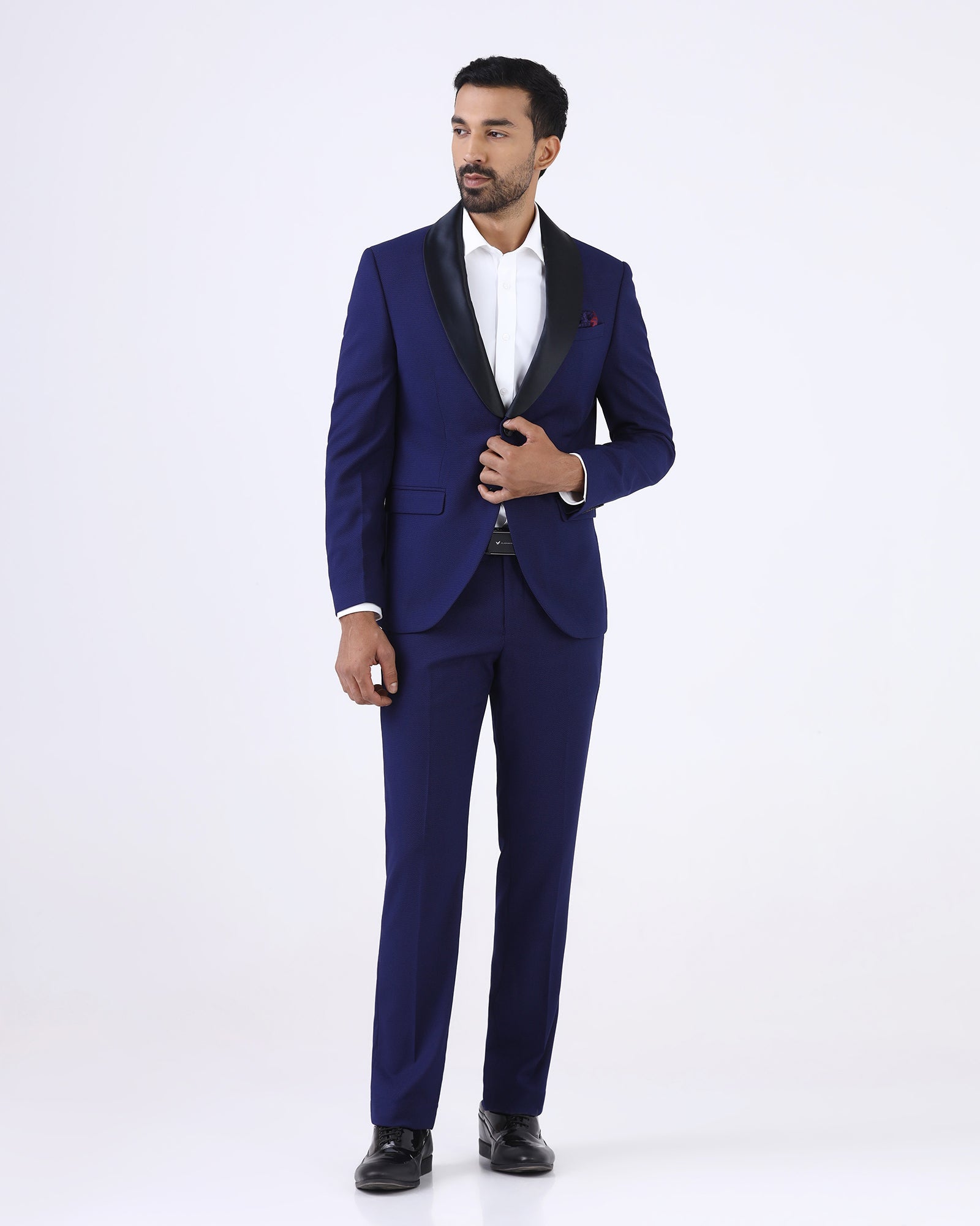 Blue Two Piece Textured Suit - Zame