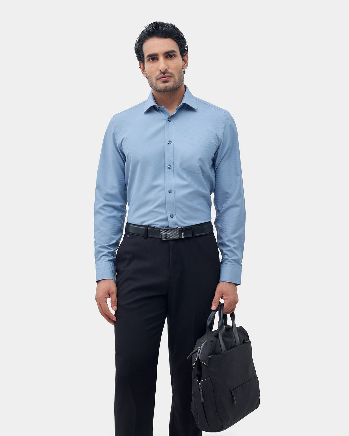 Bluish Grey Textured Shirt - Persia