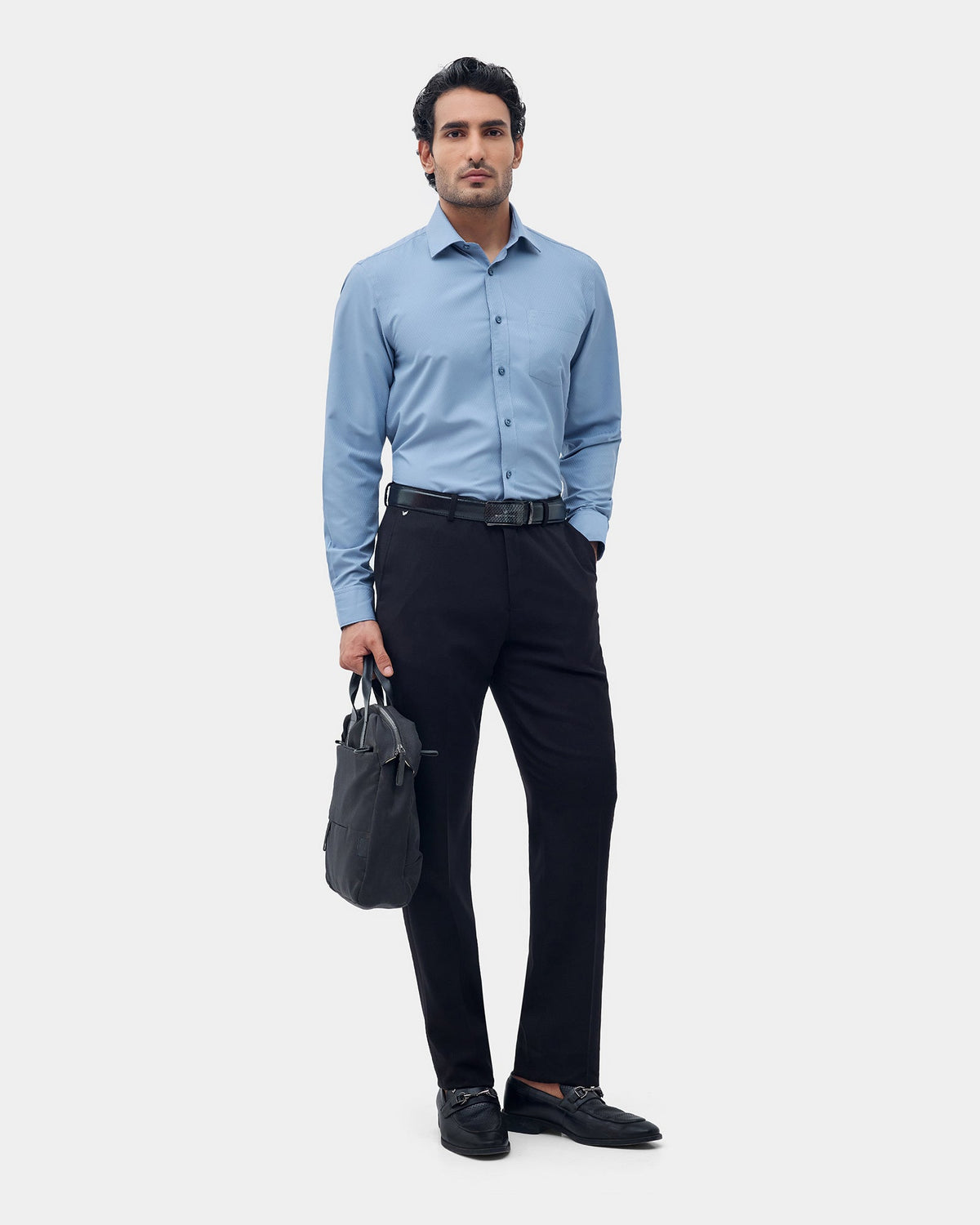 Bluish Grey Textured Shirt - Persia