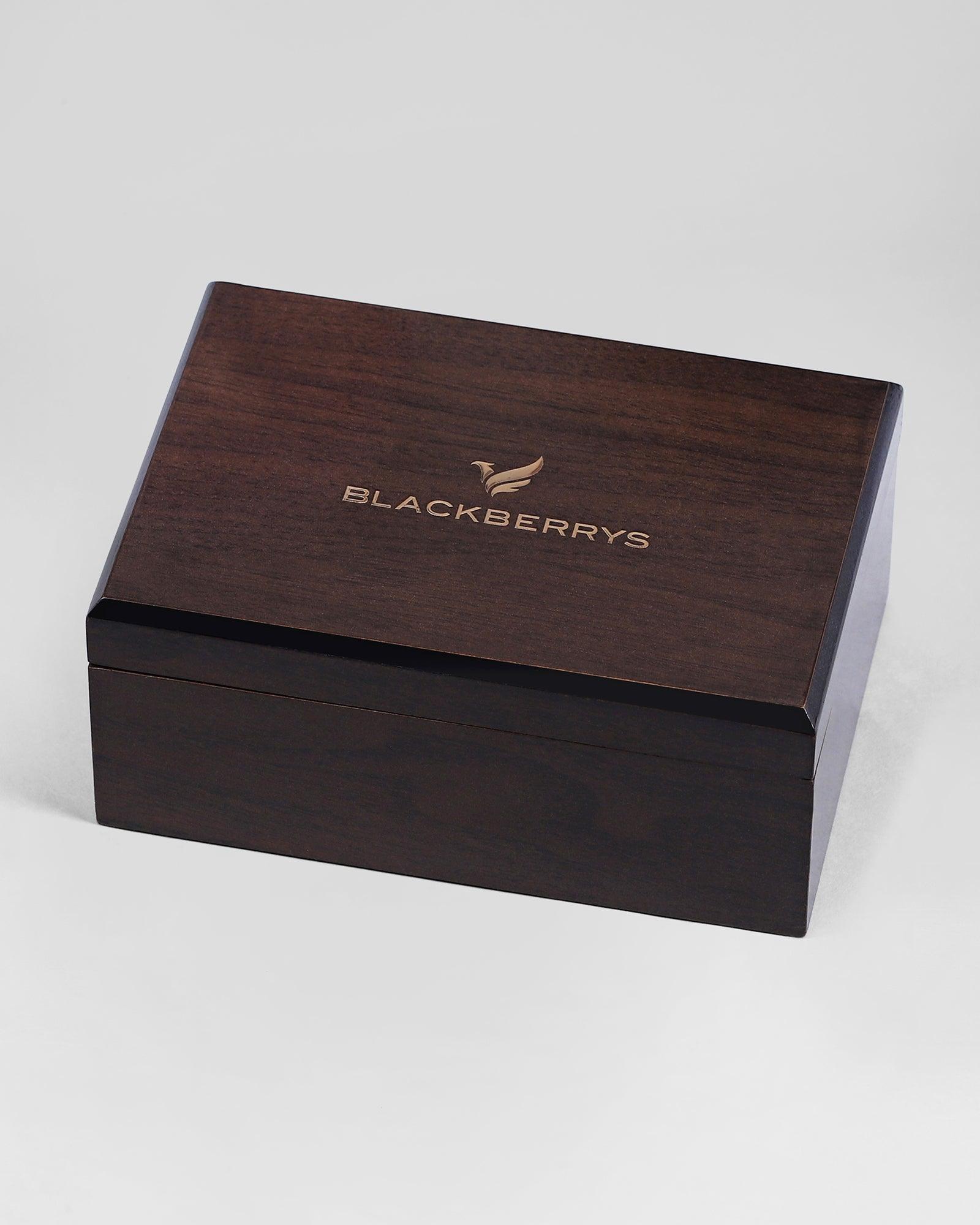 Boxed Combo Printed Tie With Pocket Square And Cufflink (Riki) - Blackberrys