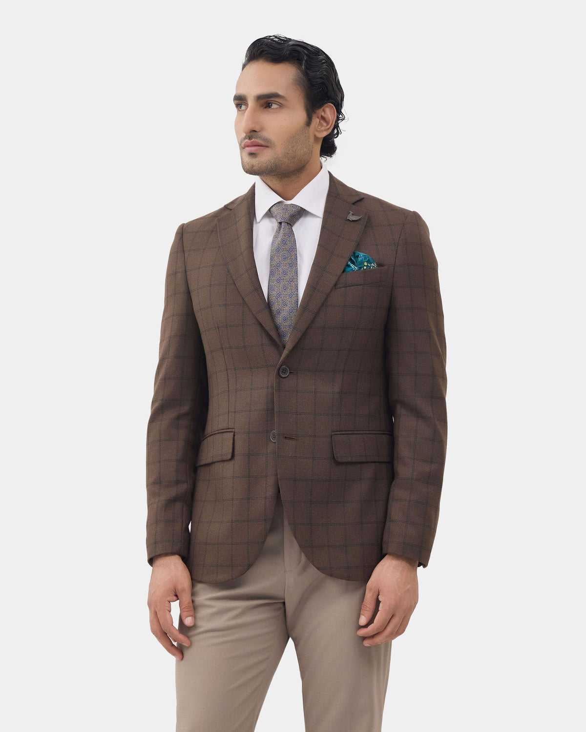 Brown Check Blazer - Windor