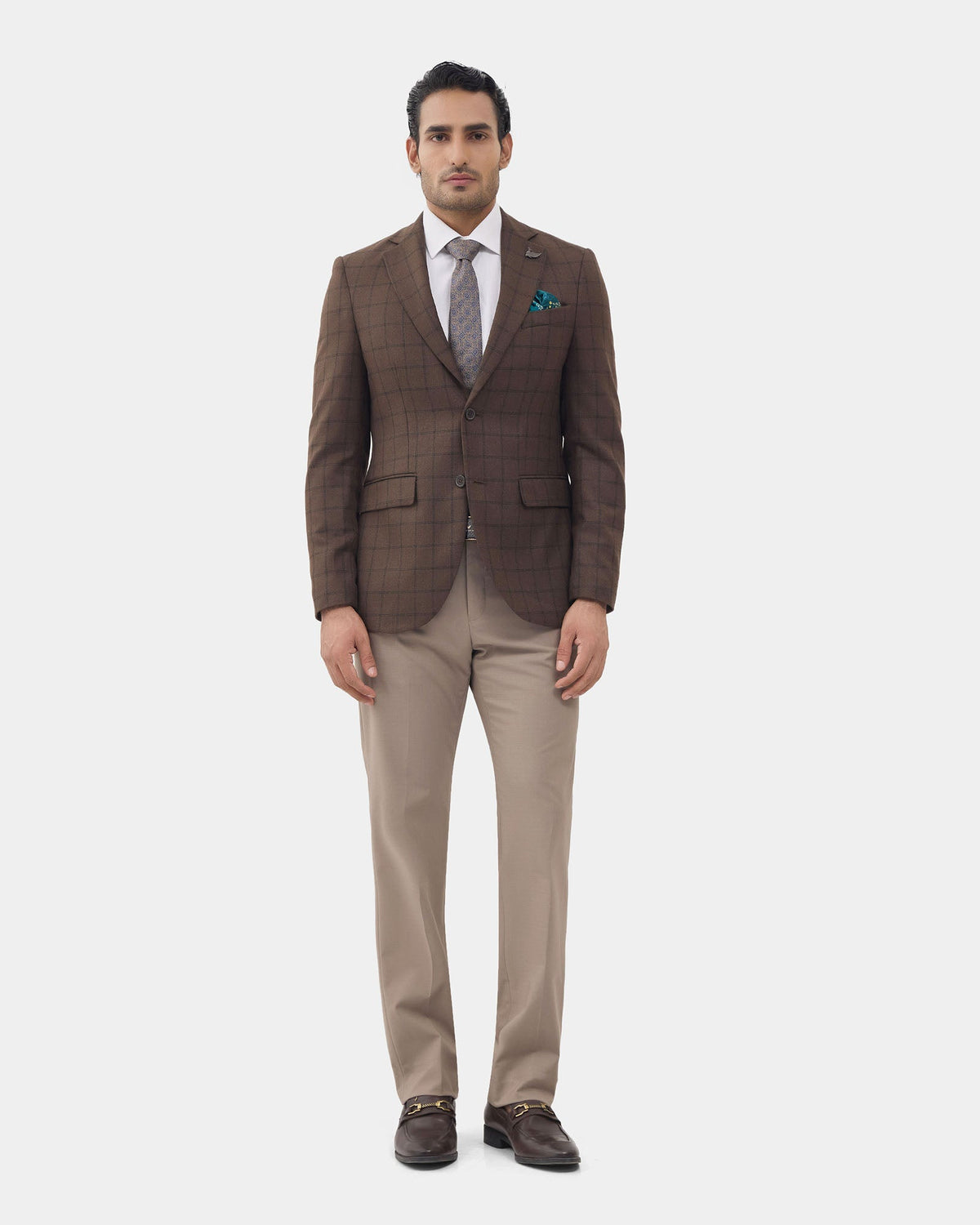 Brown Check Blazer - Windor